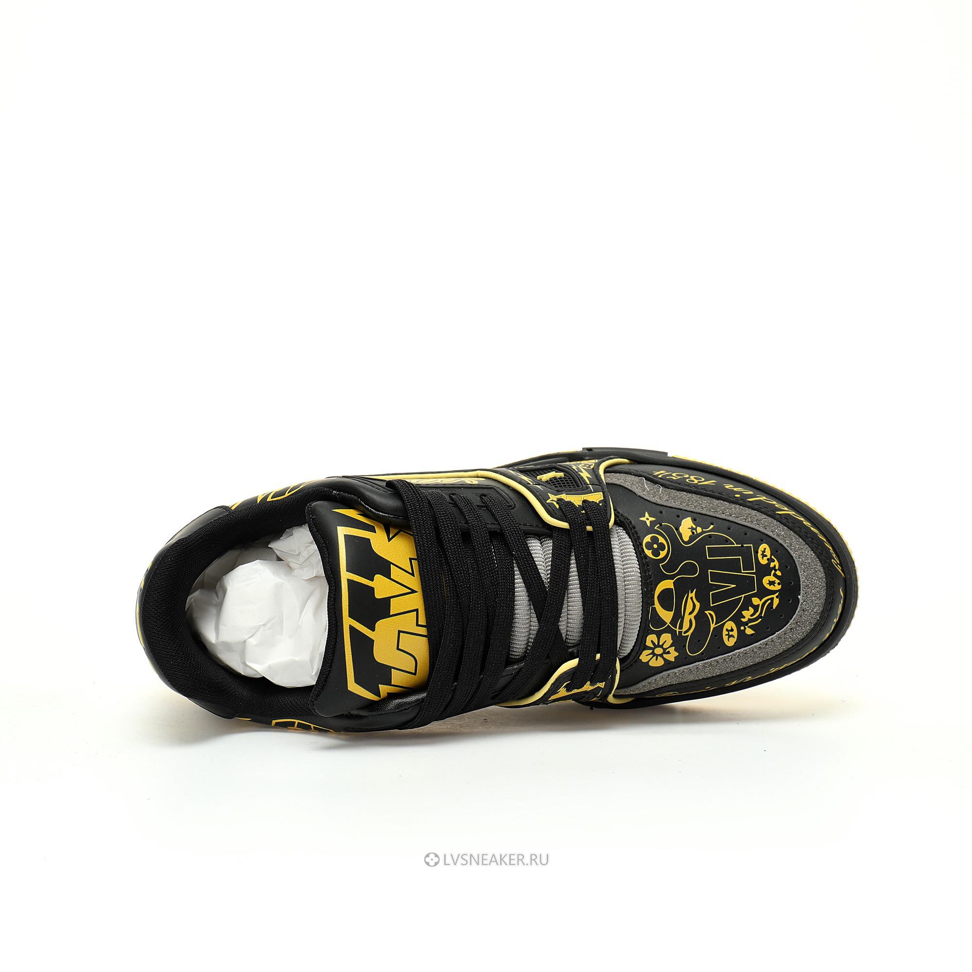 Louis Vuitton LV Trainer "Black Yellow Graffiti" 1ACEJT Sneakers