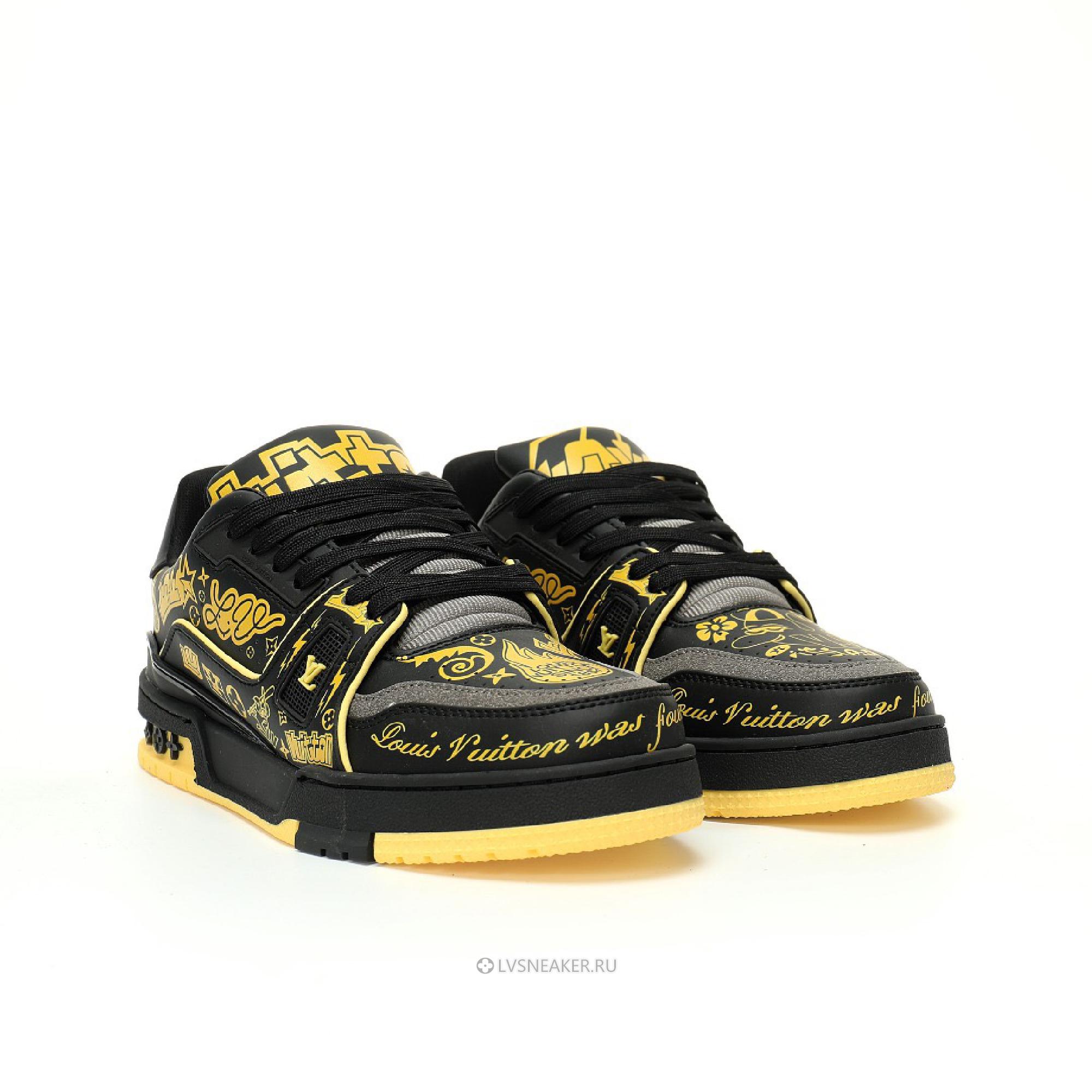 Louis Vuitton LV Trainer "Black Yellow Graffiti" 1ACEJT Sneakers