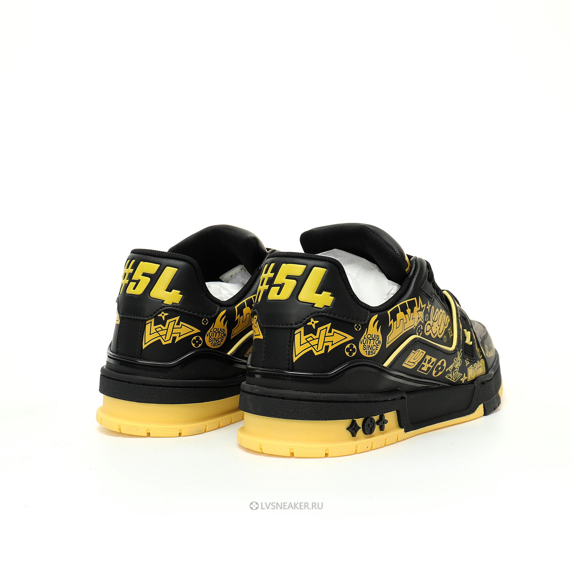 Louis Vuitton LV Trainer "Black Yellow Graffiti" 1ACEJT Sneakers