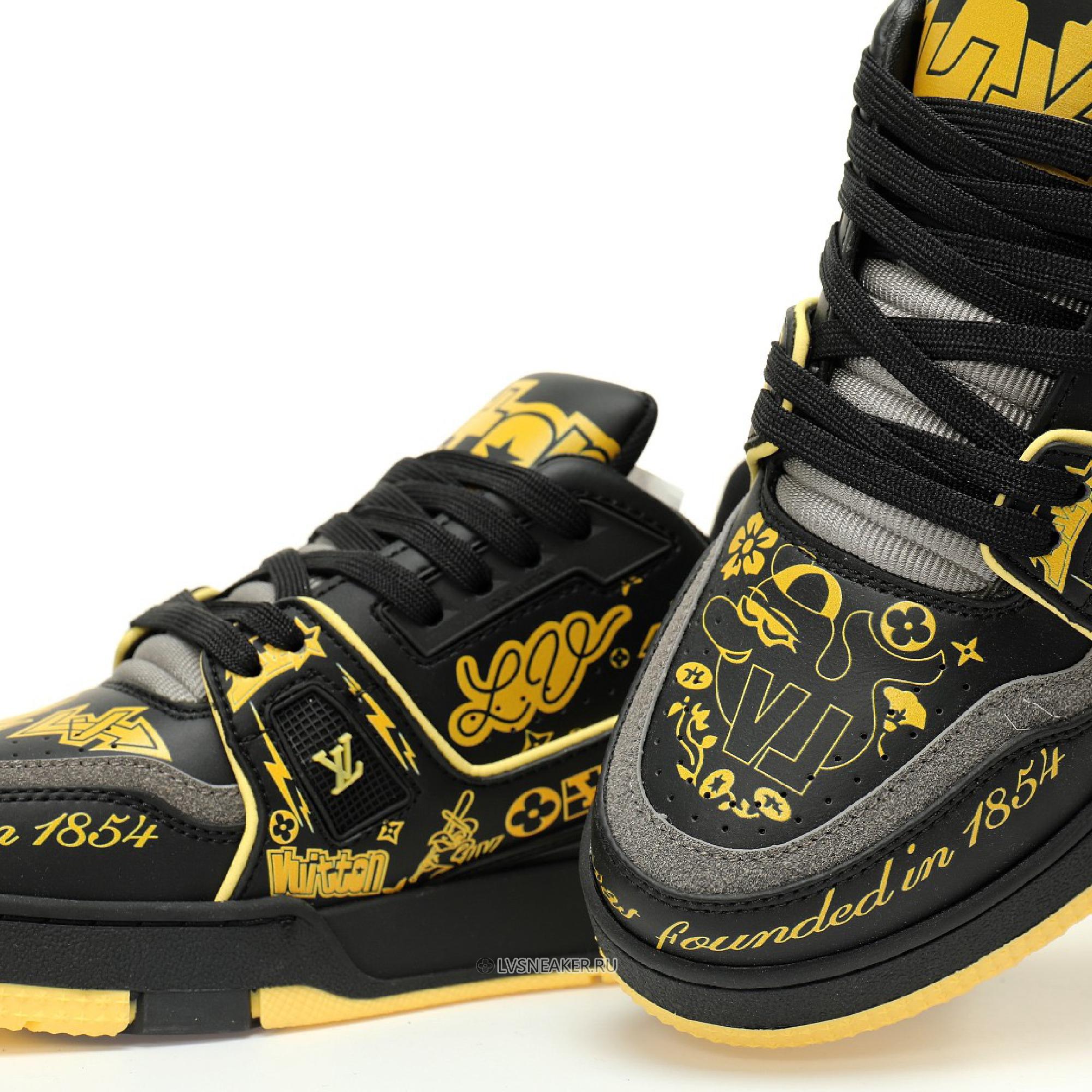 Louis Vuitton LV Trainer "Black Yellow Graffiti" 1ACEJT Sneakers