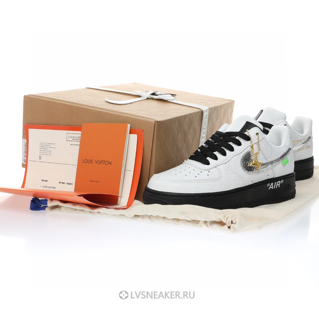 Louis Vuitton LV x Nike Air Force 1 Low by Virgil Abloh "White Black Silver" 1A9V-BW04 Sneakers