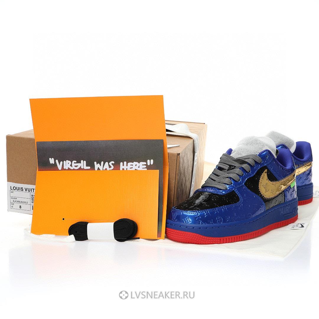 Louis Vuitton LV x Nike Air Force 1 Low by Virgil Abloh "Royal Blue Gold" 1A9V-BE05 Sneakers
