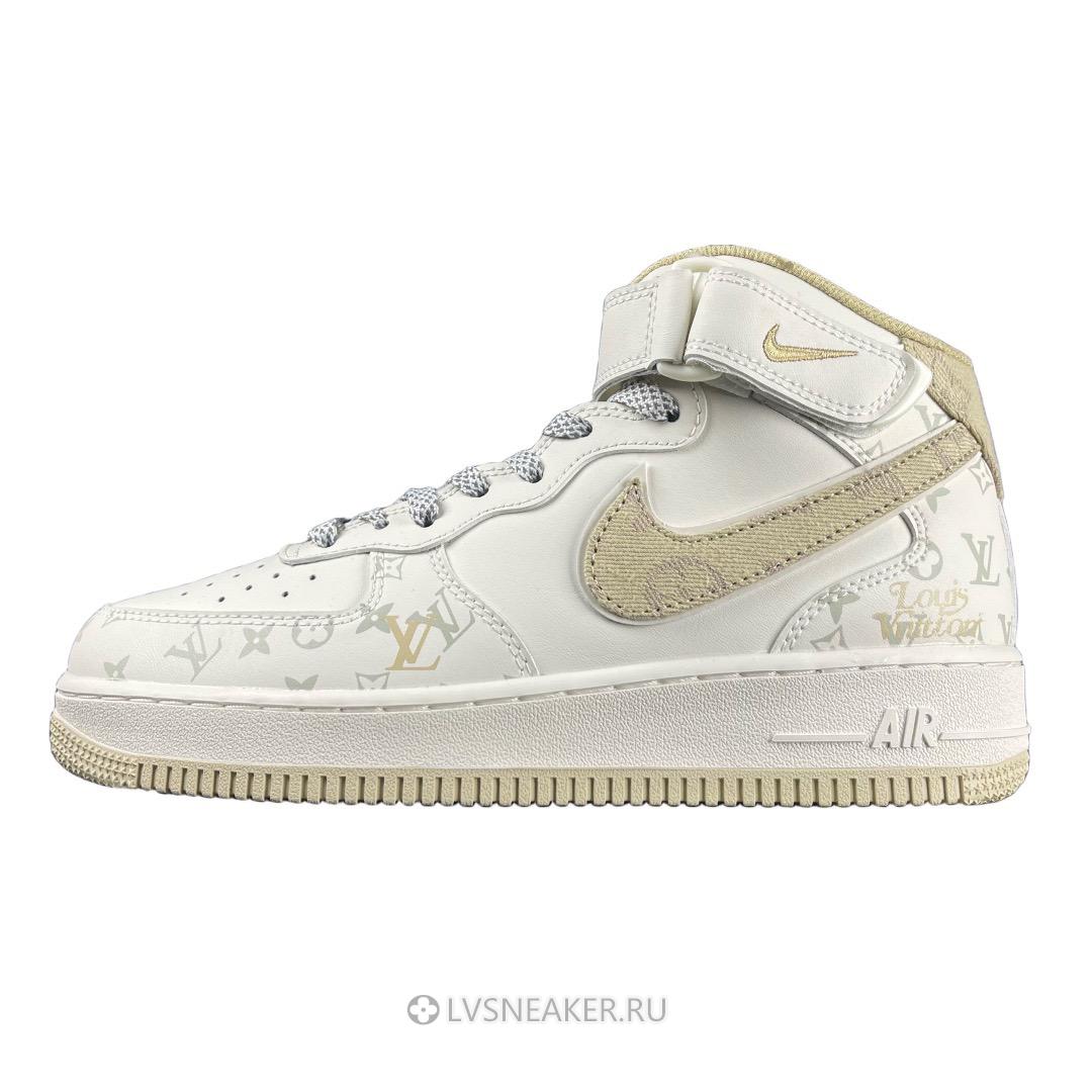 Louis Vuitton LV x Nike Air Force 1 Mid "White Khaki" 1A9V-KI15 Sneakers