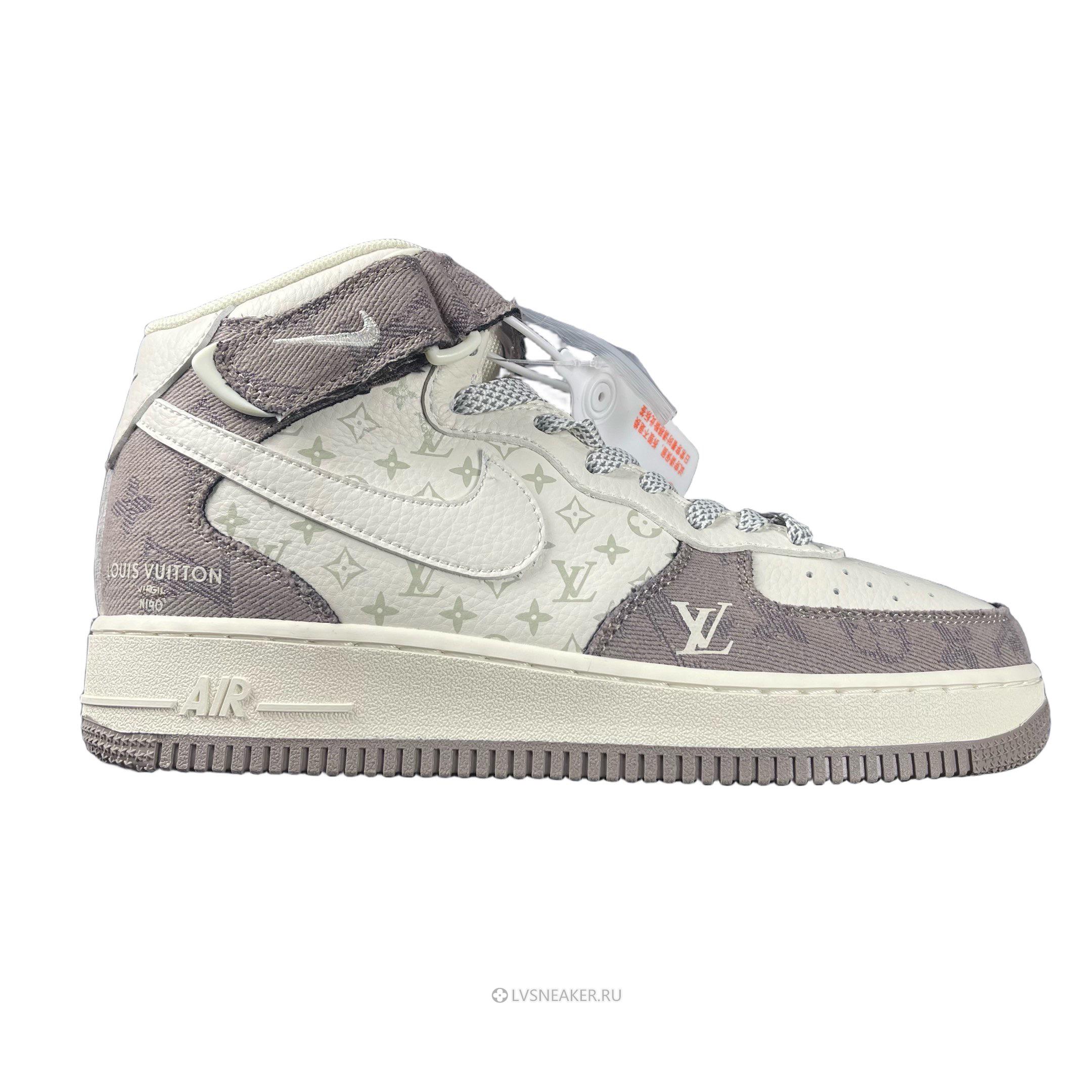 Louis Vuitton LV x Nike Air Force 1 Mid "White Grey" 1A9V-WT16 Sneakers