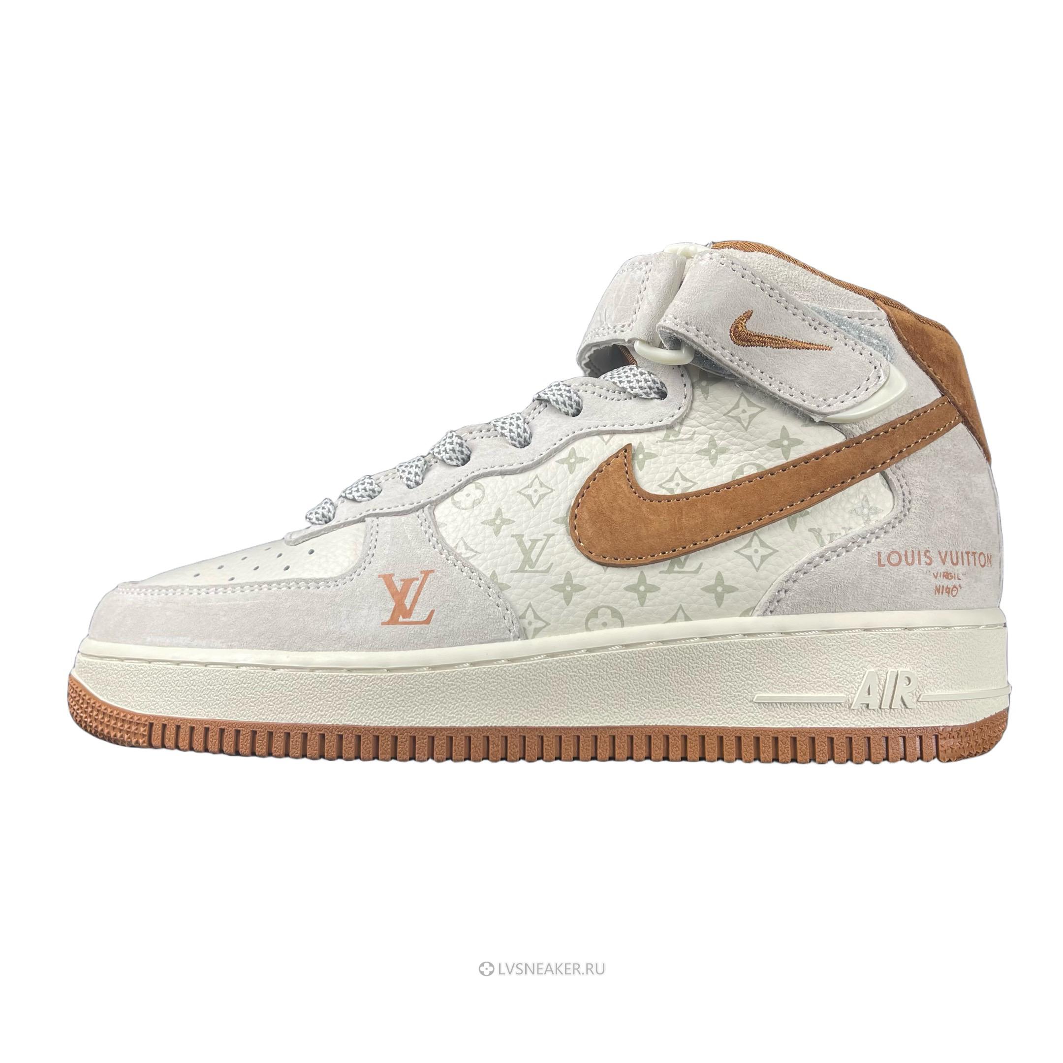 Louis Vuitton LV x Nike Air Force 1 Mid "White Brown Grey" 1A9V-WT17 Sneakers