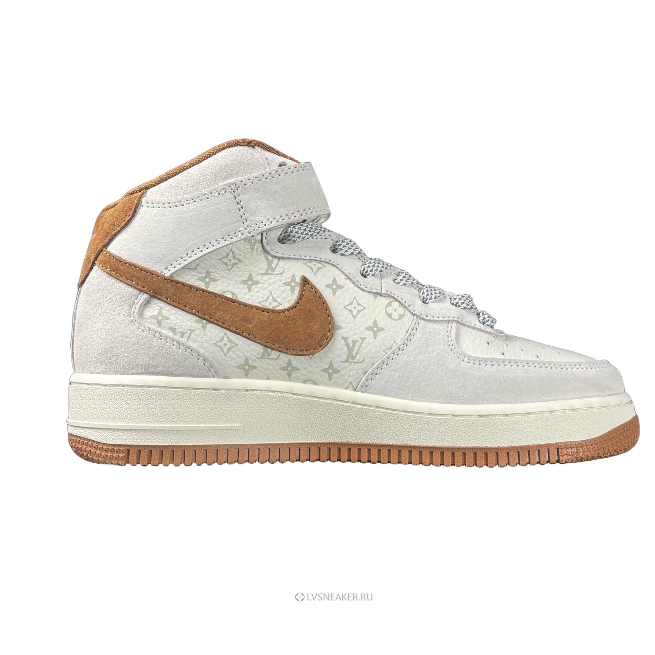 Louis Vuitton LV x Nike Air Force 1 Mid "White Brown Grey" 1A9V-WT17 Sneakers