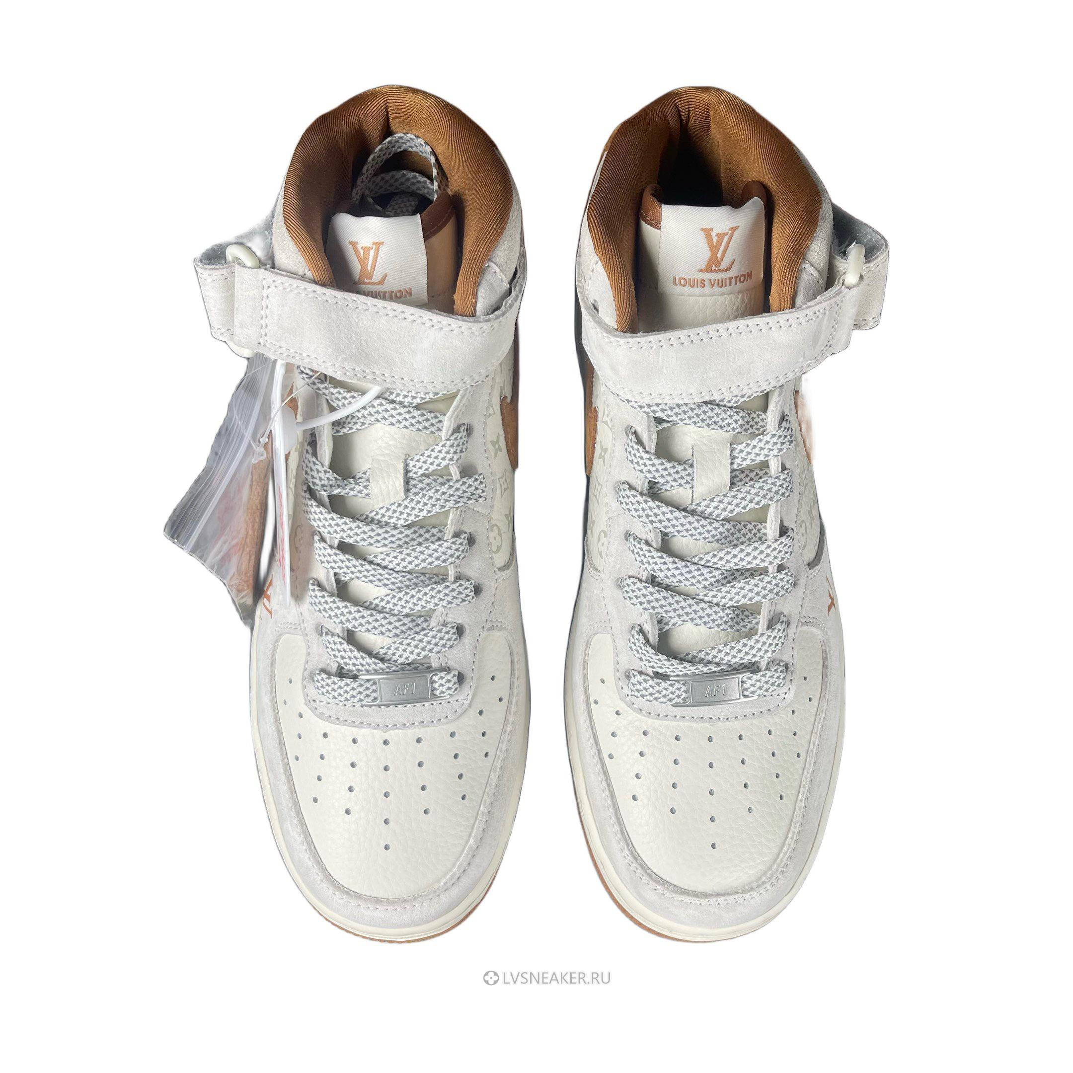Louis Vuitton LV x Nike Air Force 1 Mid "White Brown Grey" 1A9V-WT17 Sneakers