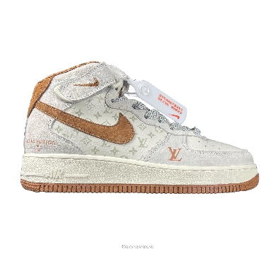 Louis Vuitton LV x Nike Air Force 1 Mid "White Brown Grey" 1A9V-WT17 Sneakers