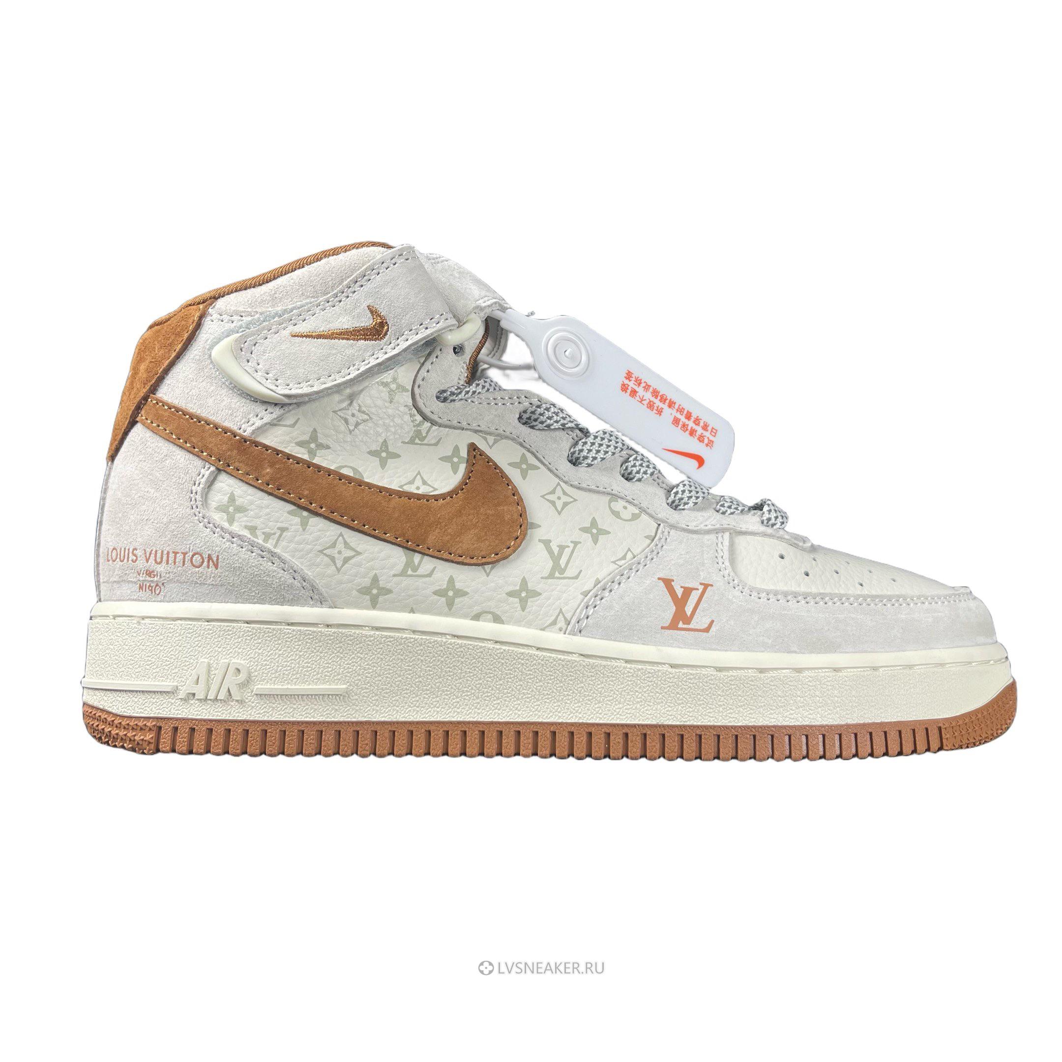 Louis Vuitton LV x Nike Air Force 1 Mid "White Brown Grey" 1A9V-WT17 Sneakers