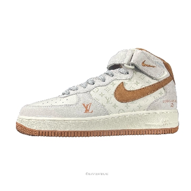 Louis Vuitton LV x Nike Air Force 1 Mid "White Brown Grey" 1A9V-WT17 Sneakers