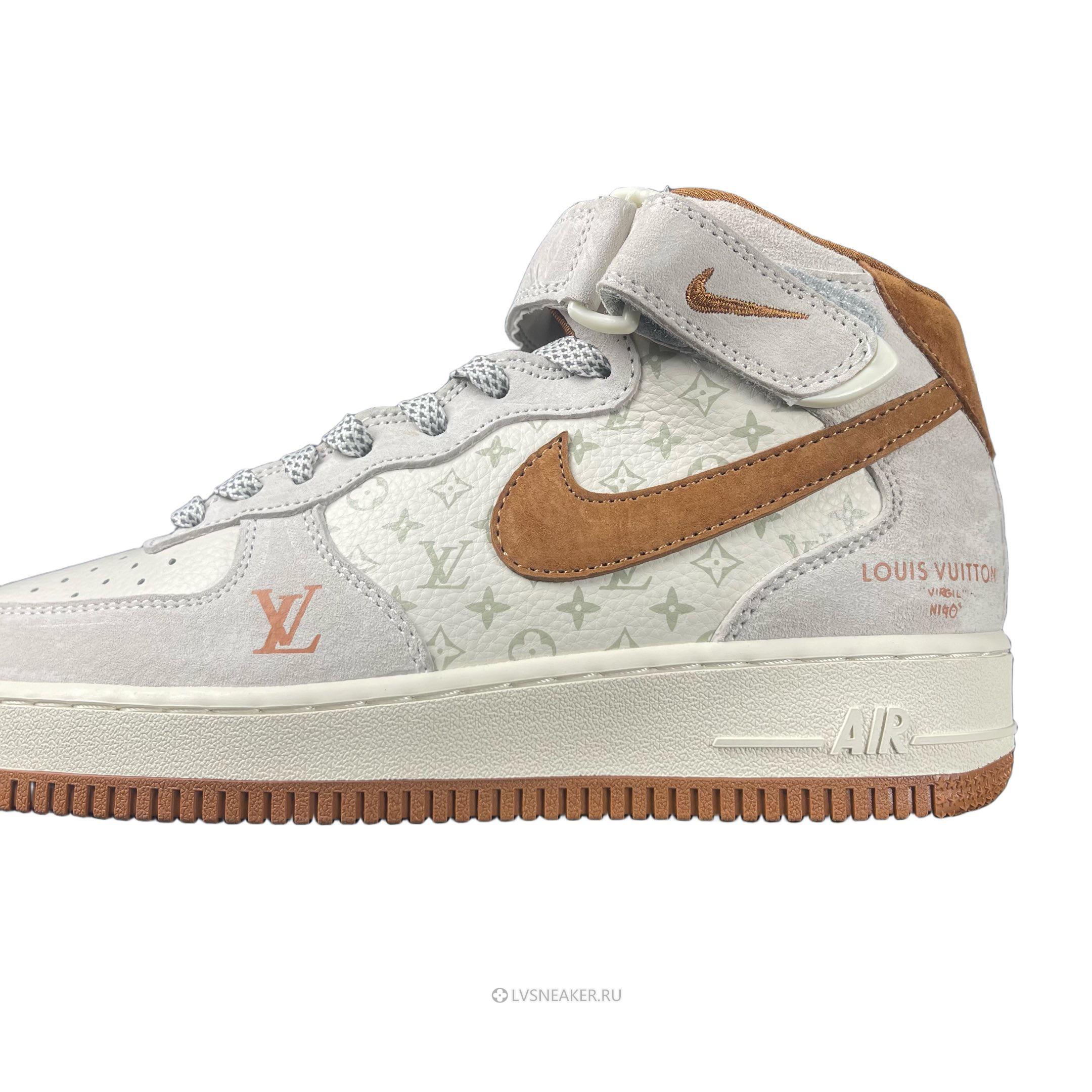 Louis Vuitton LV x Nike Air Force 1 Mid "White Brown Grey" 1A9V-WT17 Sneakers