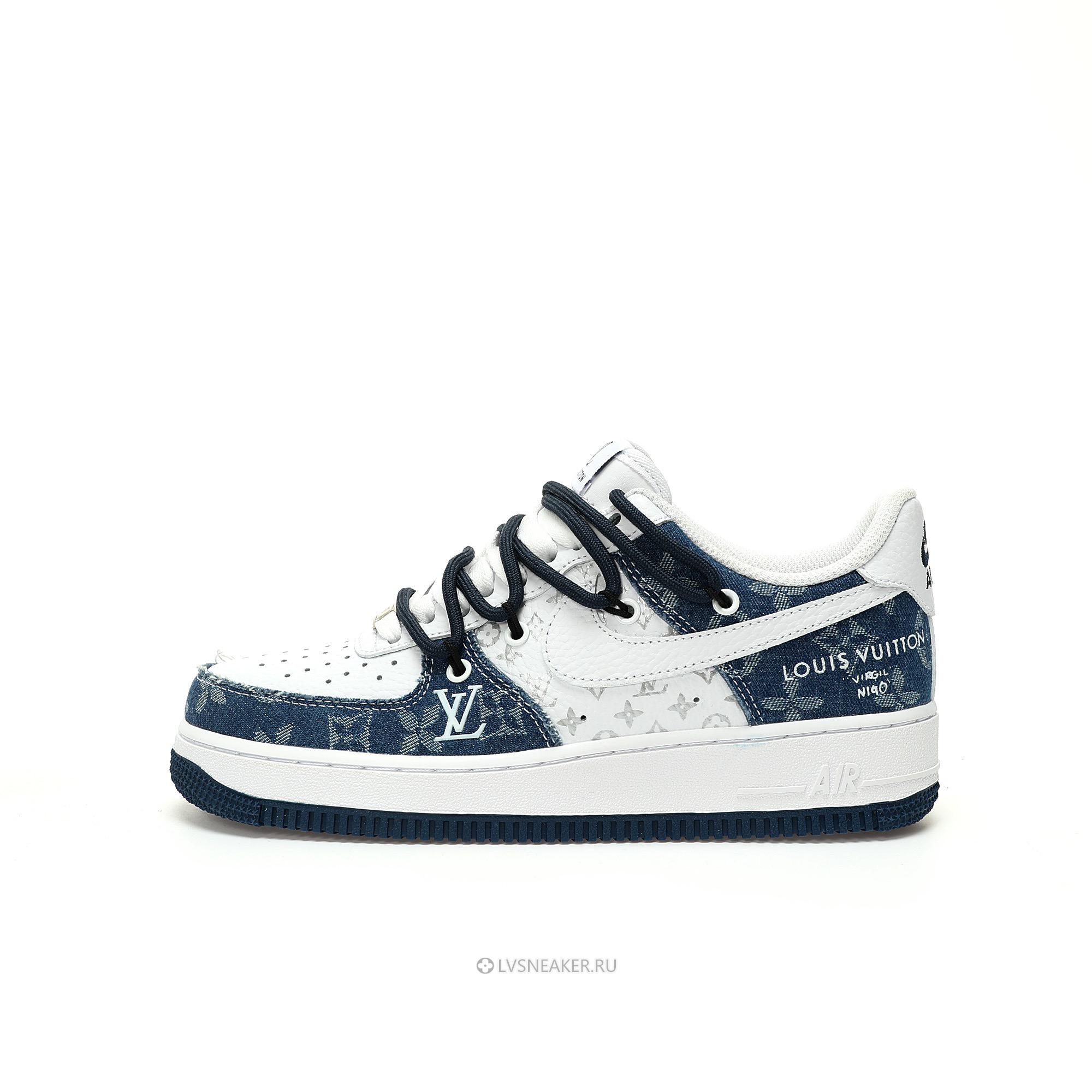Louis Vuitton LV x Nike Air Force 1 Low "White Blue Denim Assisted Shoelaces" 1A9V-WT27 Sneakers