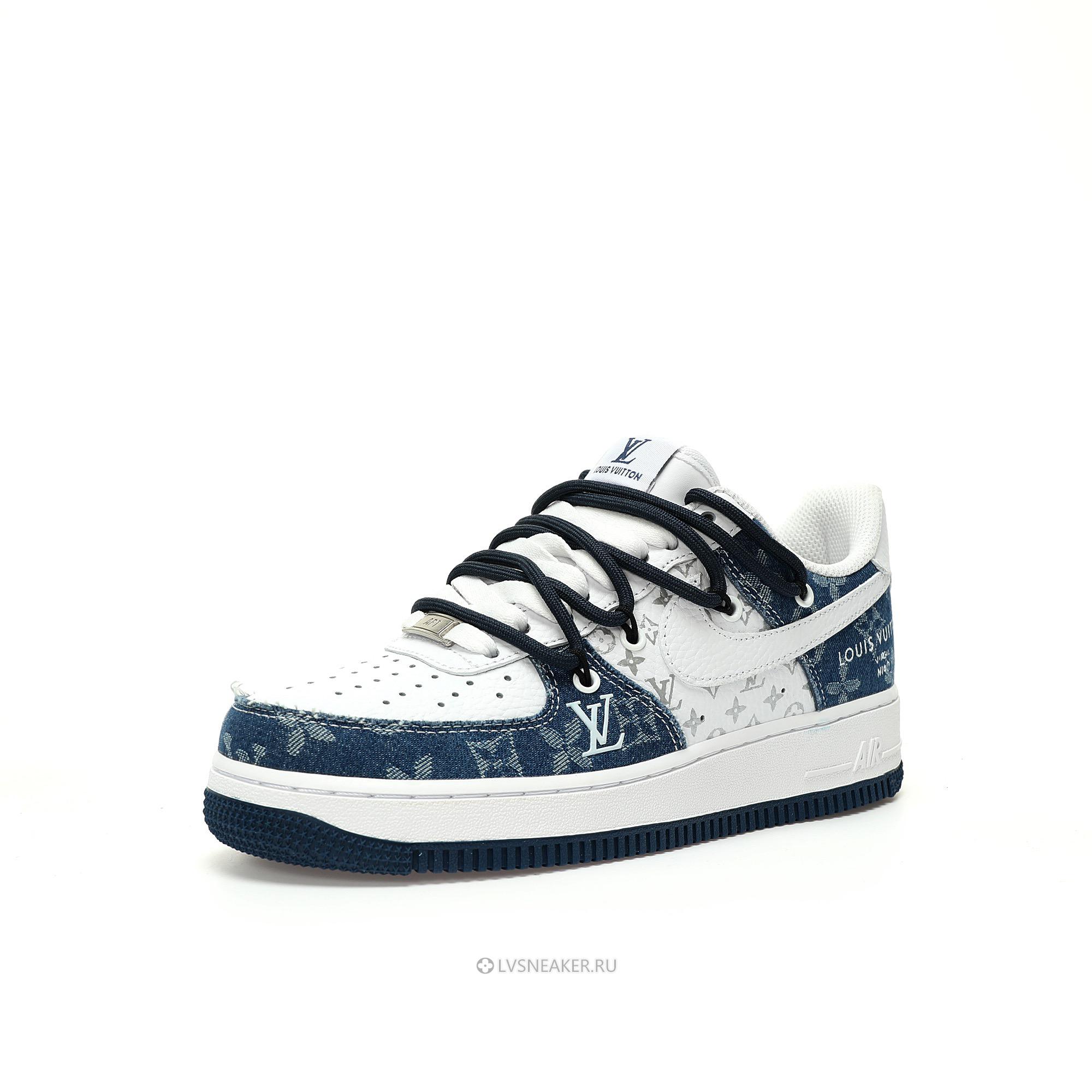 Louis Vuitton LV x Nike Air Force 1 Low "White Blue Denim Assisted Shoelaces" 1A9V-WT27 Sneakers