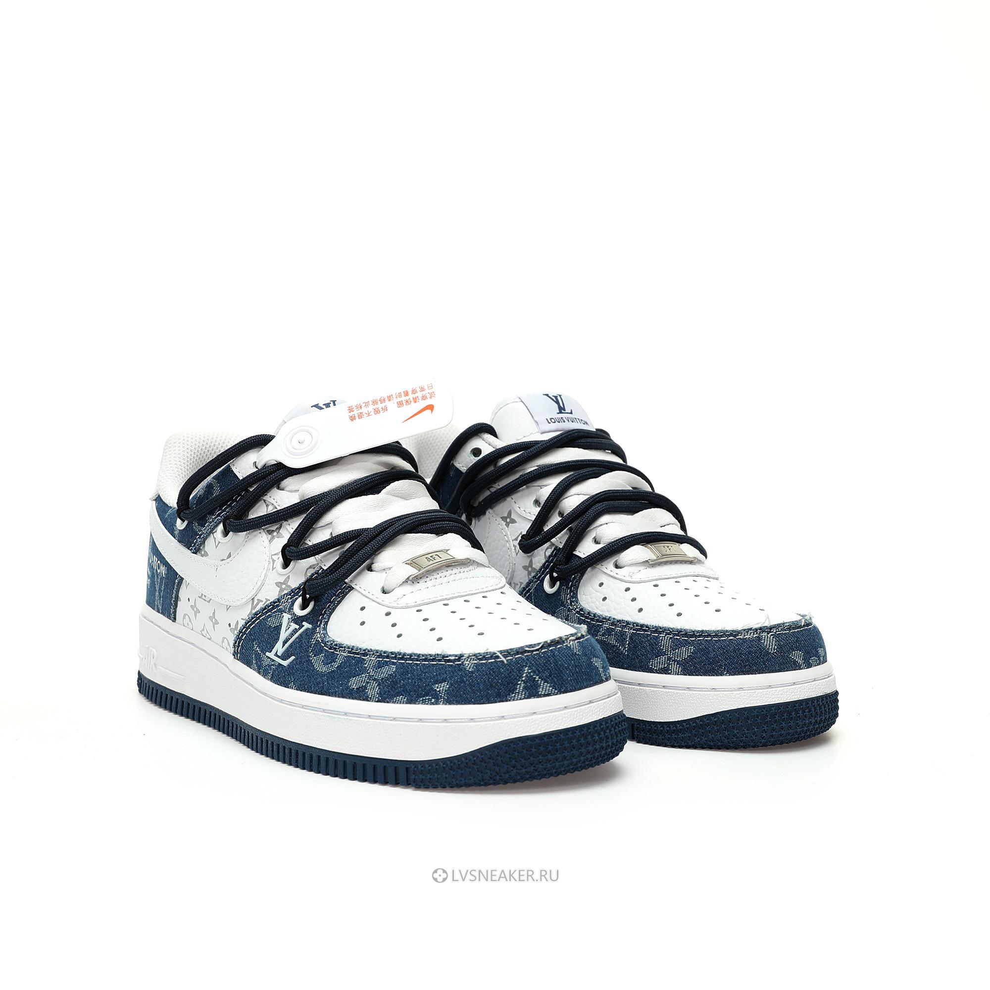 Louis Vuitton LV x Nike Air Force 1 Low "White Blue Denim Assisted Shoelaces" 1A9V-WT27 Sneakers
