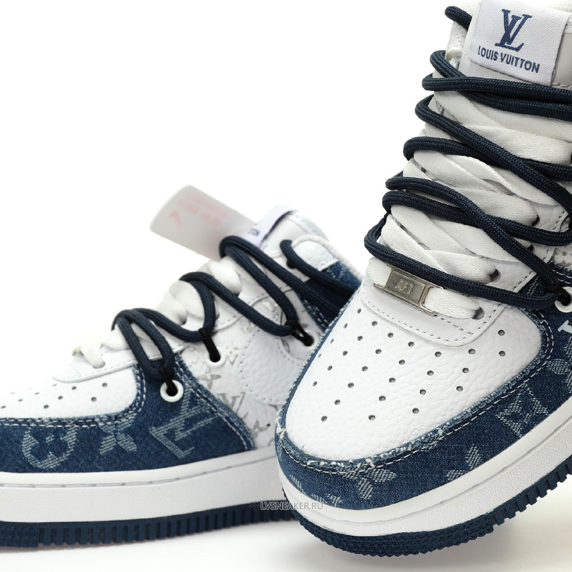 Louis Vuitton LV x Nike Air Force 1 Low "White Blue Denim Assisted Shoelaces" 1A9V-WT27 Sneakers