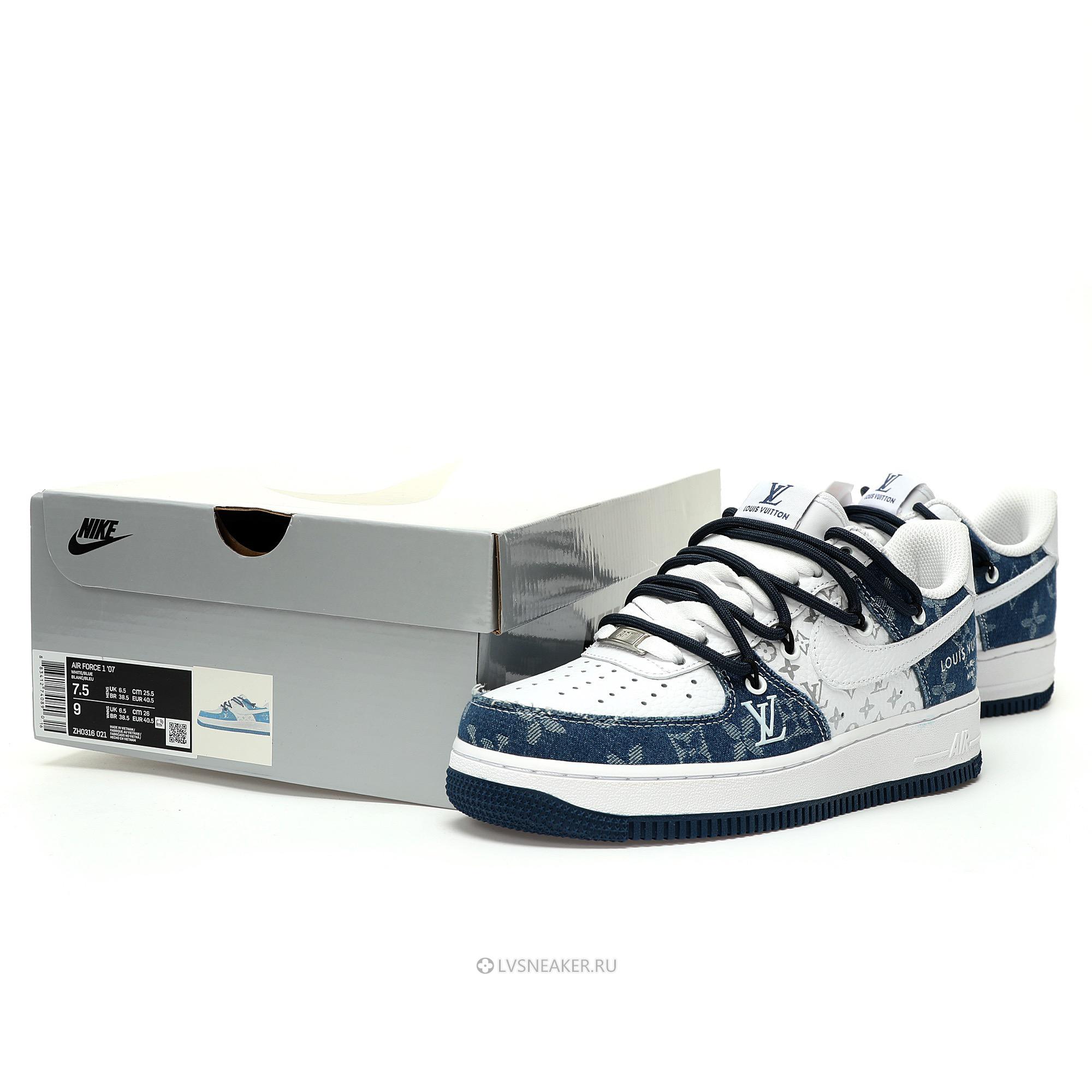 Louis Vuitton LV x Nike Air Force 1 Low "White Blue Denim Assisted Shoelaces" 1A9V-WT27 Sneakers