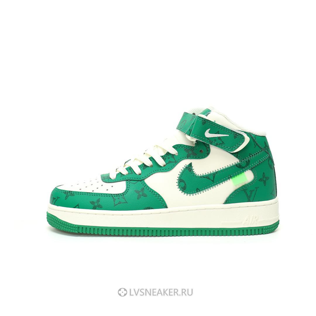 Louis Vuitton LV x Nike Air Force 1 Mid "White Green" 1A9V-GN38 Sneakers