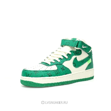 Louis Vuitton LV x Nike Air Force 1 Mid "White Green" 1A9V-GN38 Sneakers