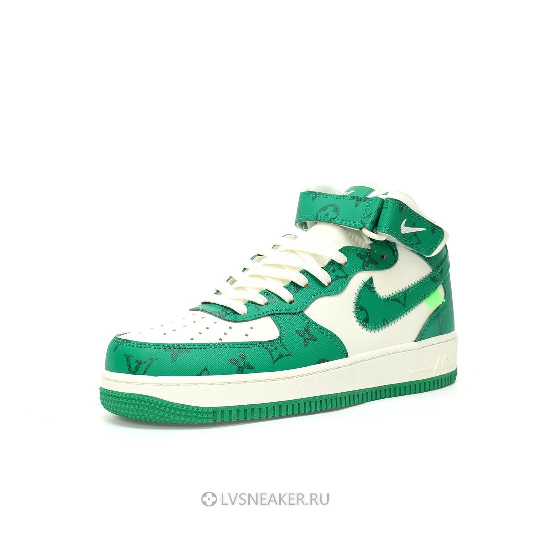 Louis Vuitton LV x Nike Air Force 1 Mid "White Green" 1A9V-GN38 Sneakers