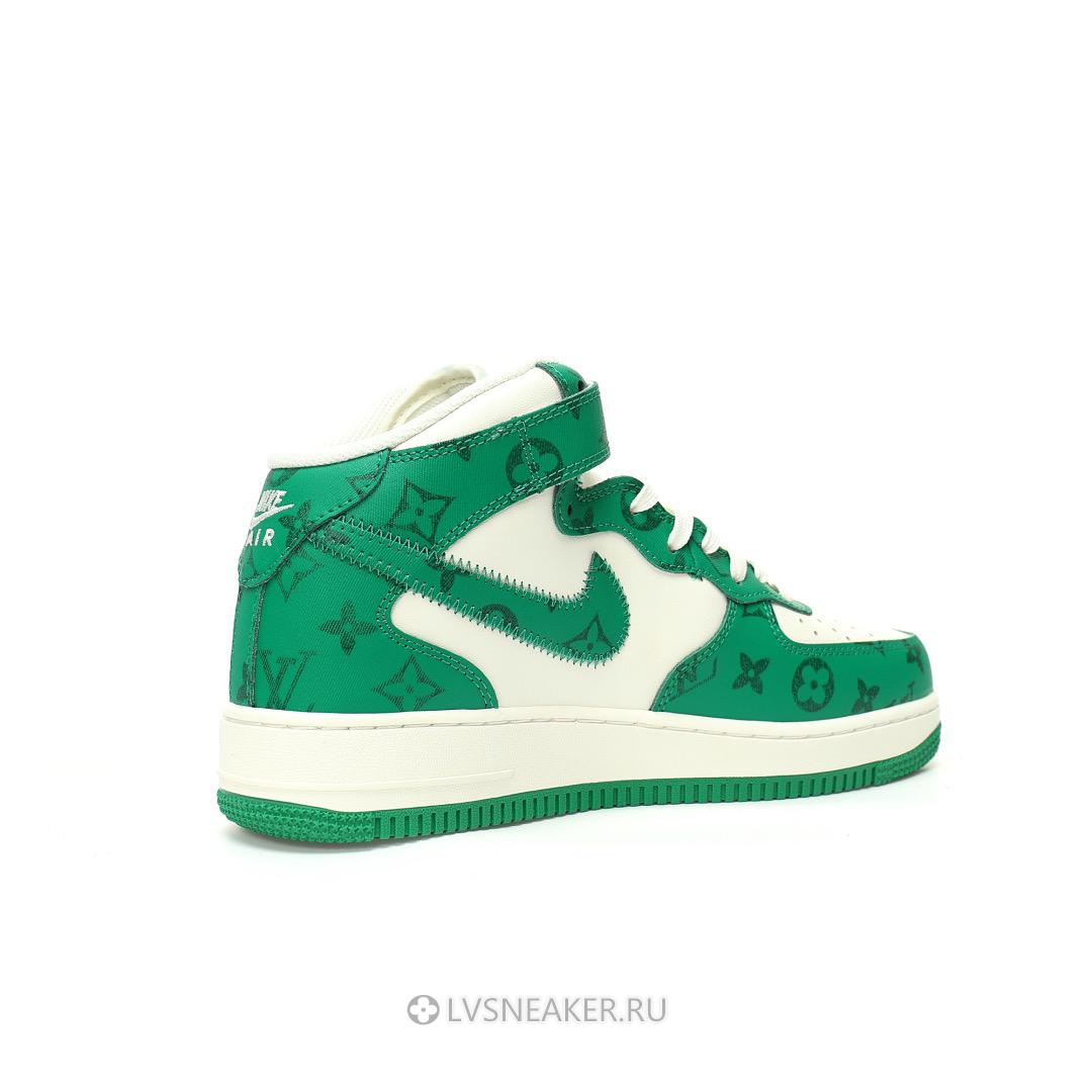 Louis Vuitton LV x Nike Air Force 1 Mid "White Green" 1A9V-GN38 Sneakers