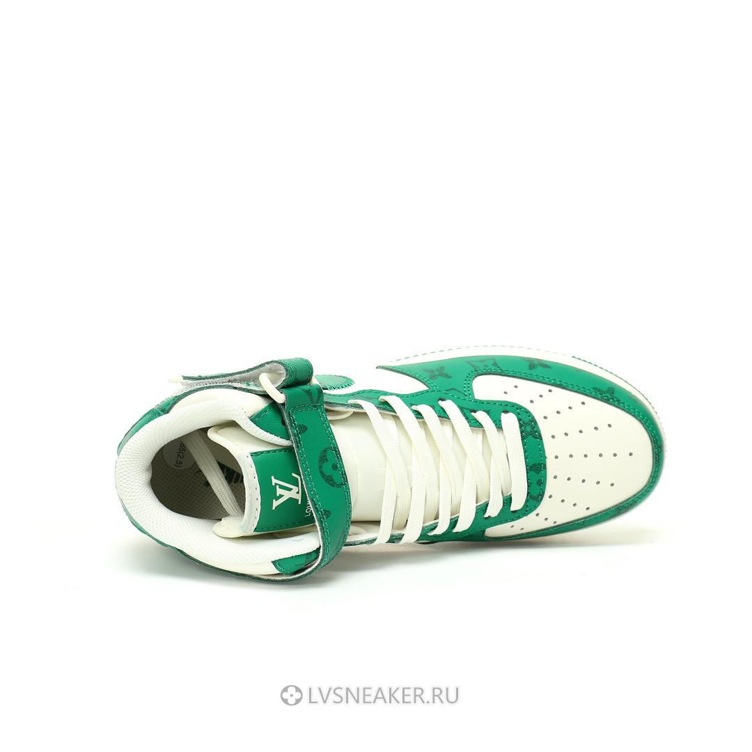 Louis Vuitton LV x Nike Air Force 1 Mid "White Green" 1A9V-GN38 Sneakers