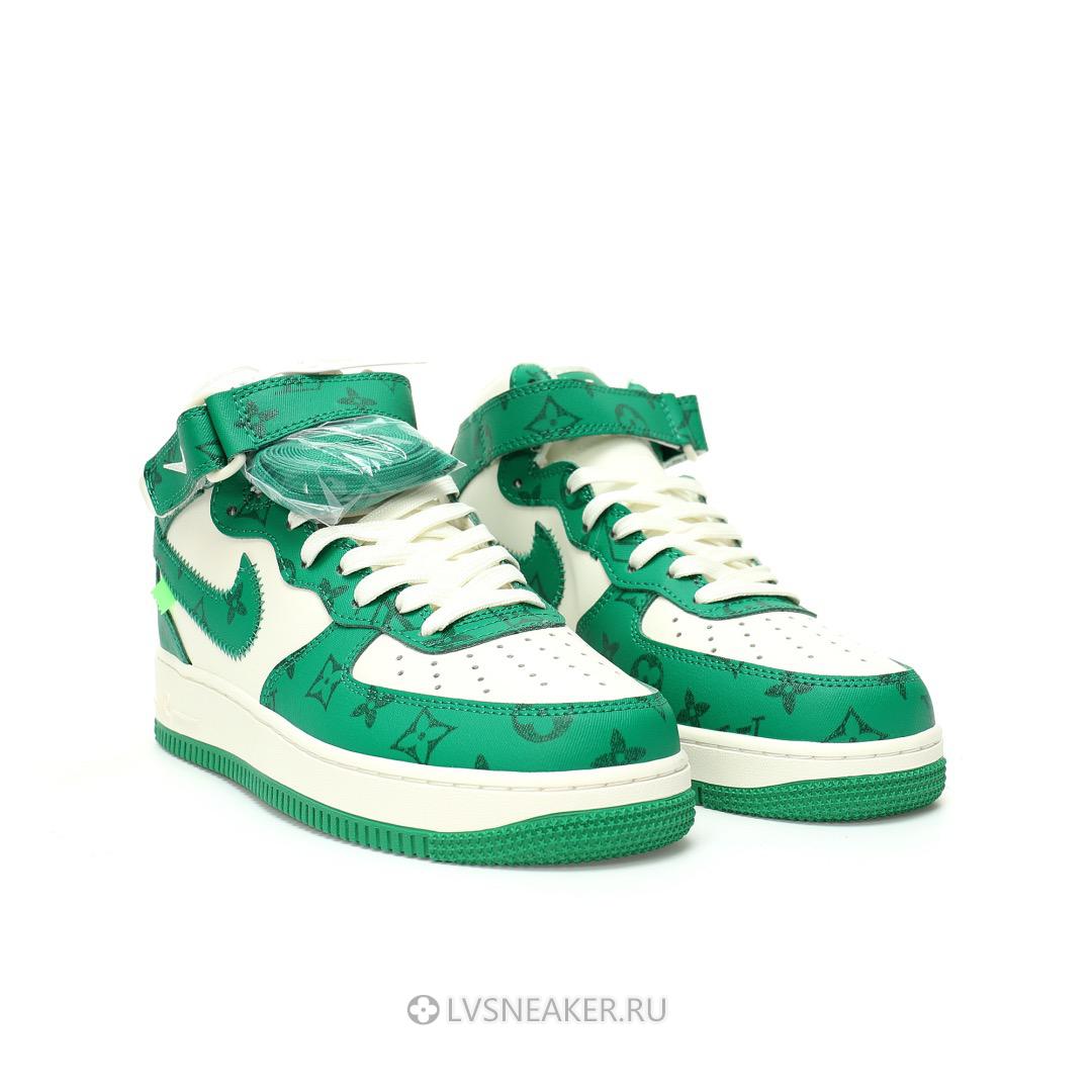 Louis Vuitton LV x Nike Air Force 1 Mid "White Green" 1A9V-GN38 Sneakers