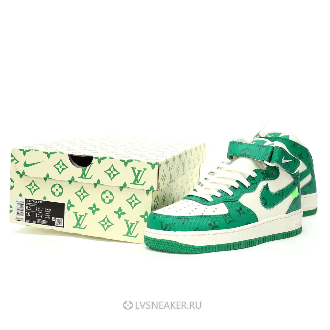 Louis Vuitton LV x Nike Air Force 1 Mid "White Green" 1A9V-GN38 Sneakers