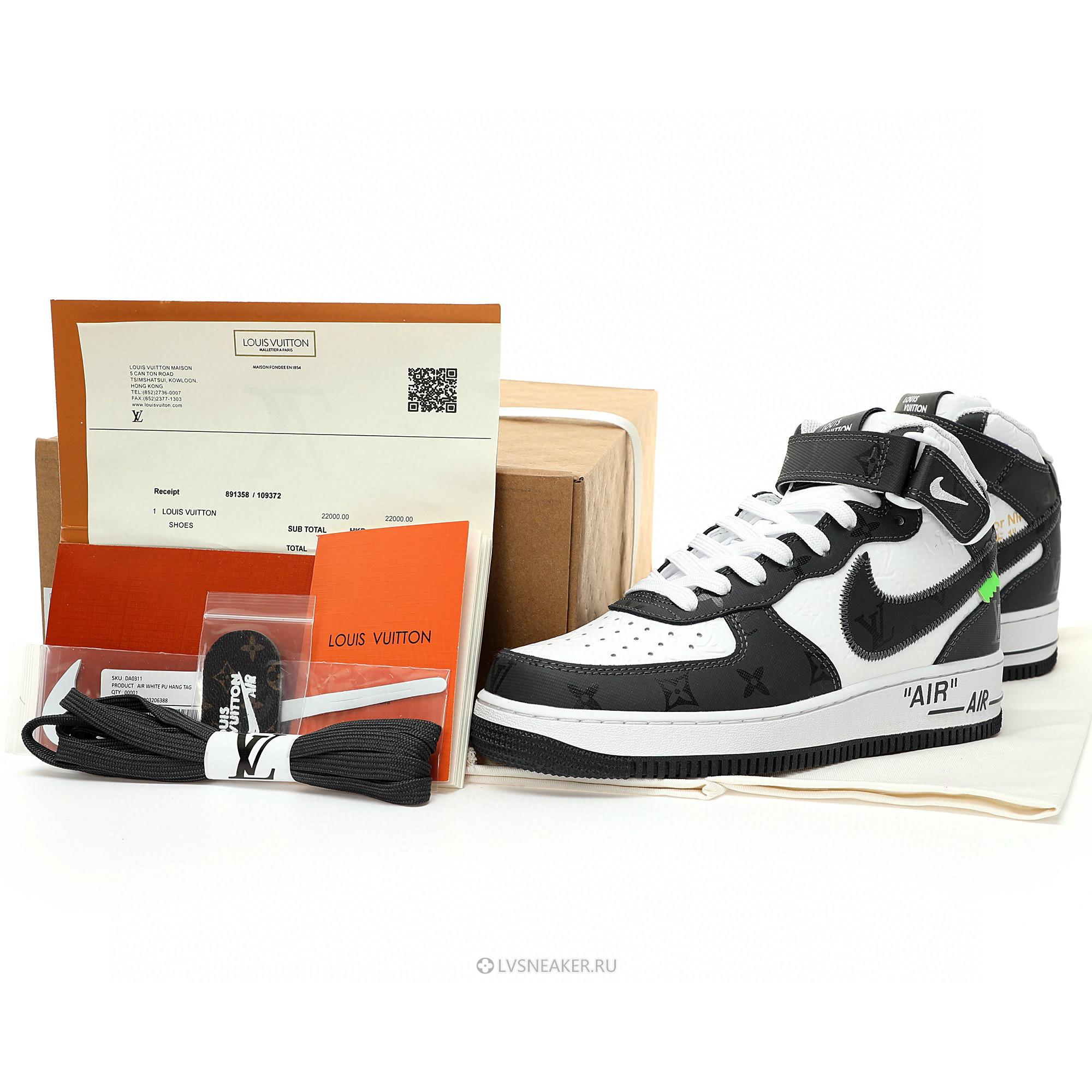 Louis Vuitton LV x Nike Air Force 1 Mid "White Black" 1A9V-BK39 Sneakers