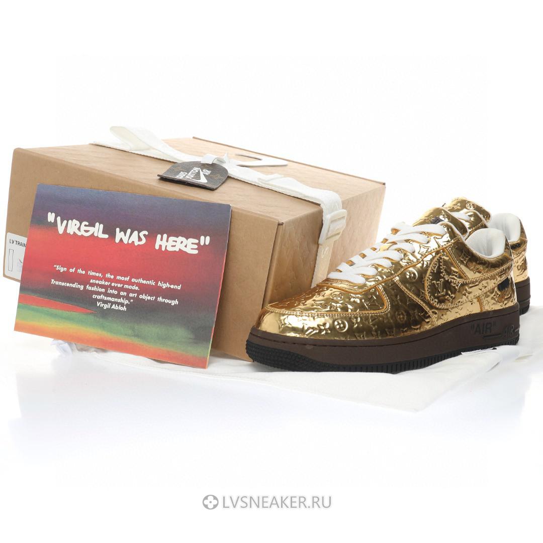 Louis Vuitton LV x Nike Air Force 1 Low By Virgil Abloh "Metallic Gold" 1A9VG3 Sneakers