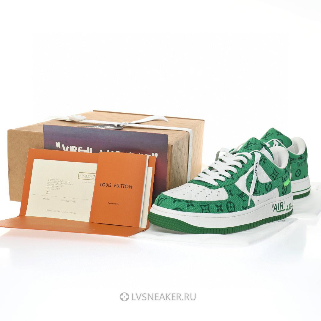 Louis Vuitton LV x Nike Air Force 1 Low By Virgil Abloh "Denim Green White" 1A9V9U-2 Sneakers