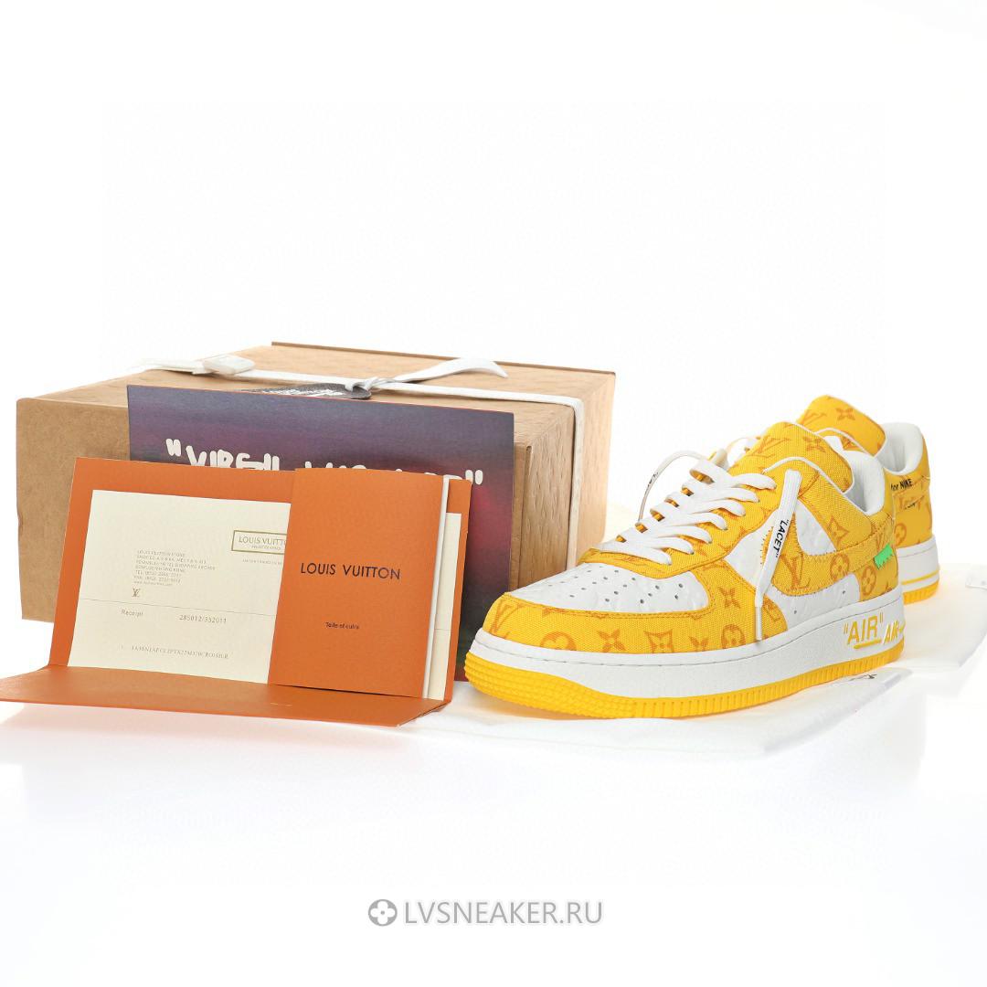 Louis Vuitton LV x Nike Air Force 1 Low By Virgil Abloh "Denim Yellow White" 1A9V-YW48 Sneakers