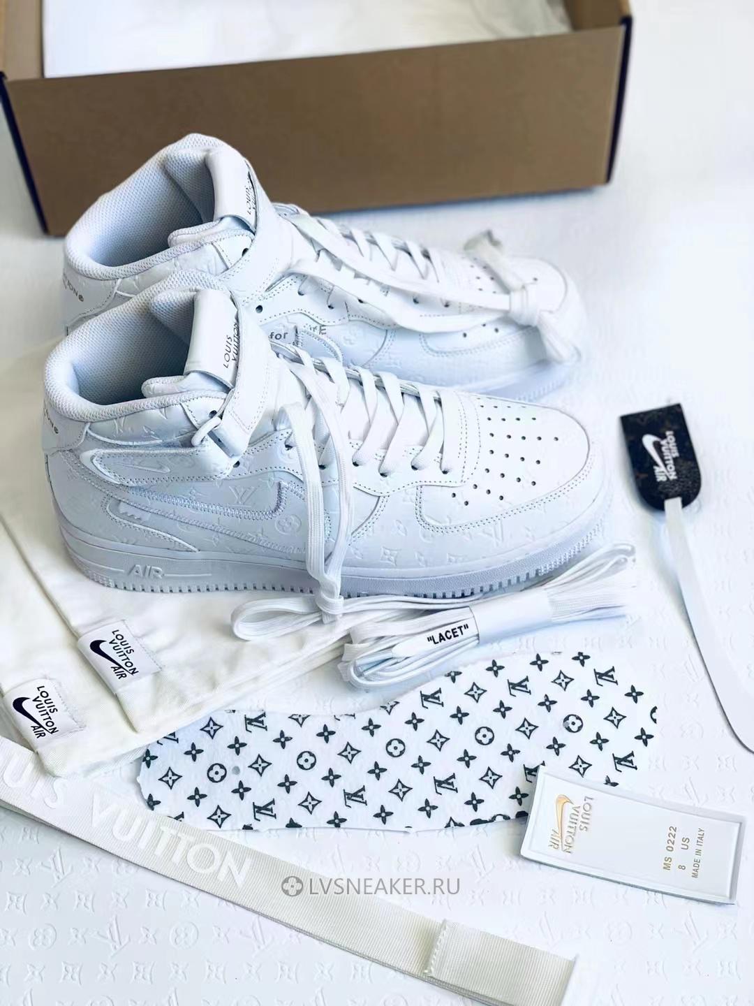 Louis Vuitton LV x Nike Air Force 1 Mid "Triple White" 1A9V90 Sneakers