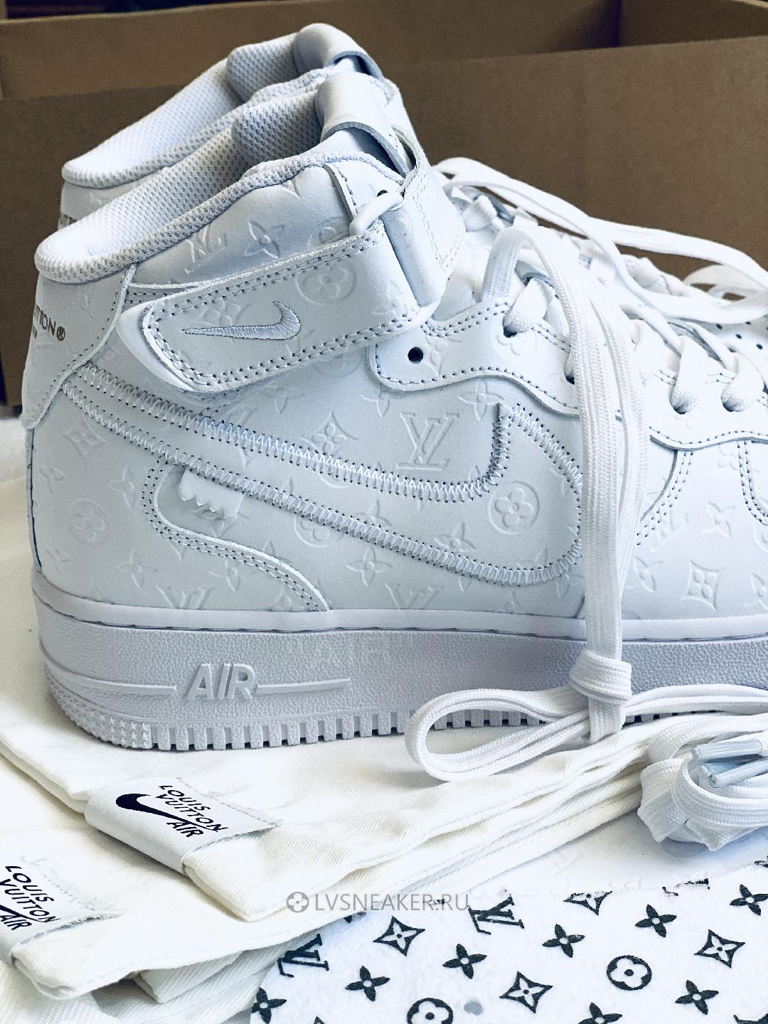 Louis Vuitton LV x Nike Air Force 1 Mid "Triple White" 1A9V90 Sneakers