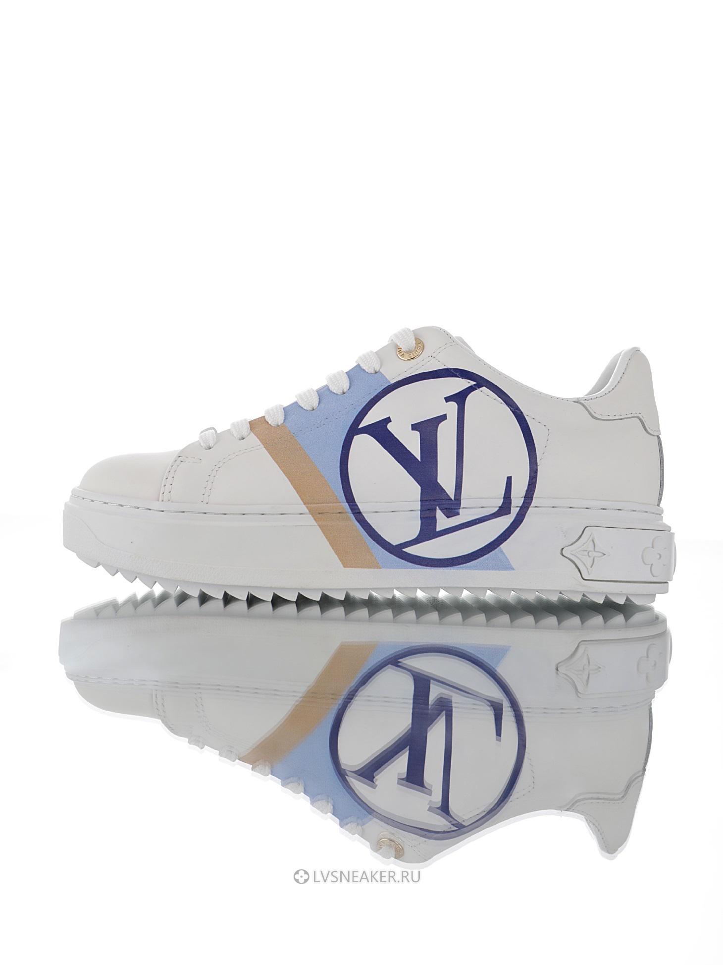 Louis Vuitton LV Time Out "White Blue Leather Logo" 1A64QK Sneakers