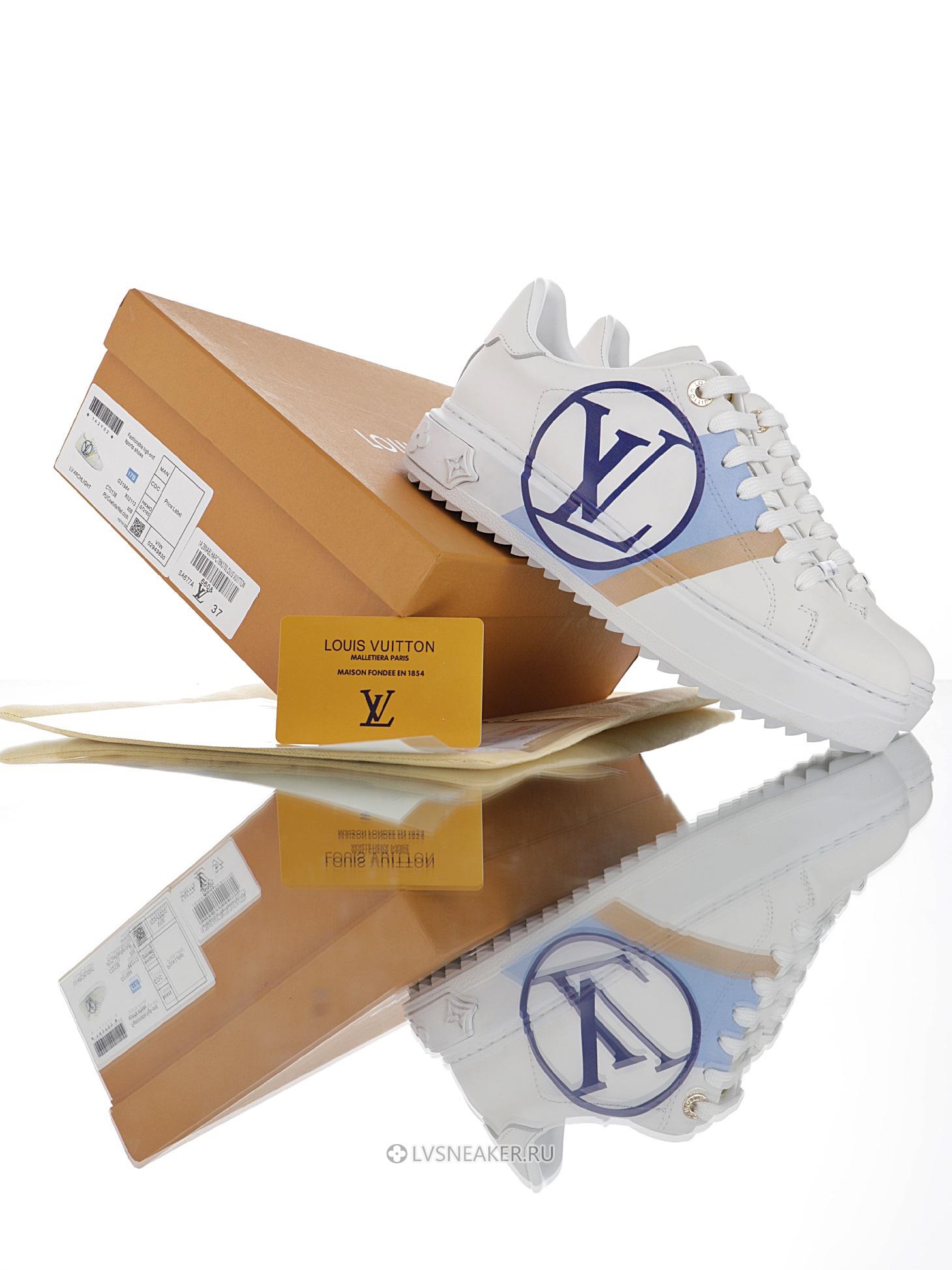 Louis Vuitton LV Time Out "White Blue Leather Logo" 1A64QK Sneakers