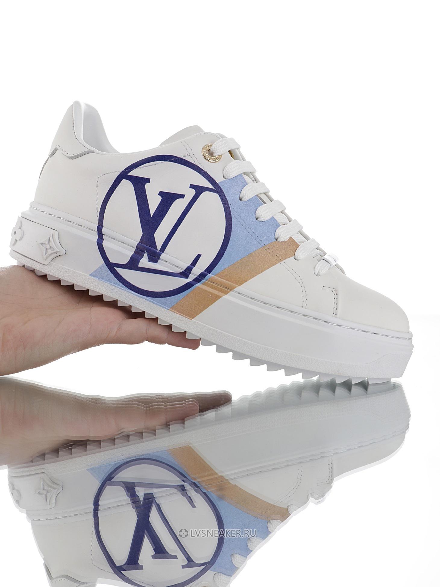 Louis Vuitton LV Time Out "White Blue Leather Logo" 1A64QK Sneakers