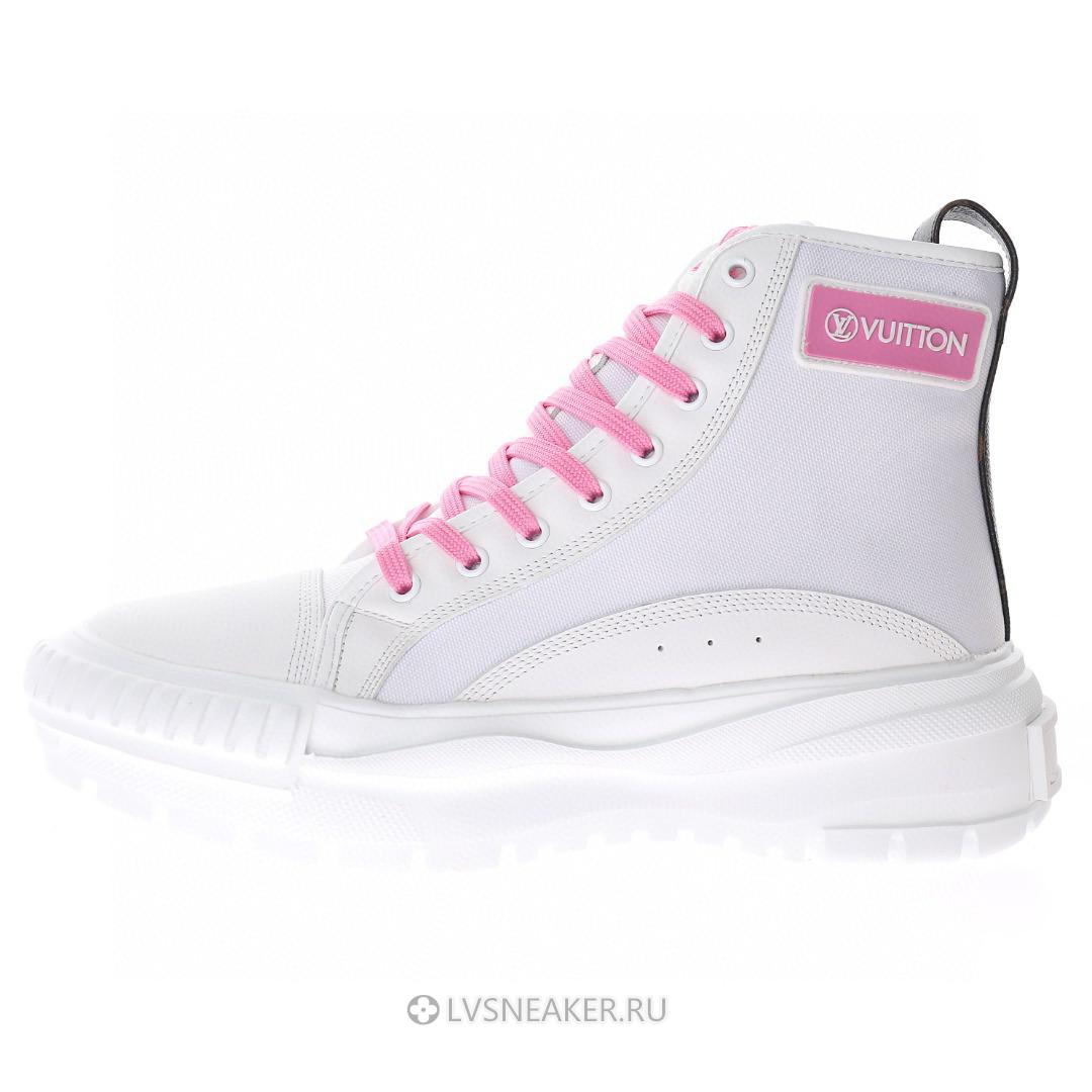 Louis Vuitton LV Squad "White Pink Brown" 1A9403 Trainer Boots