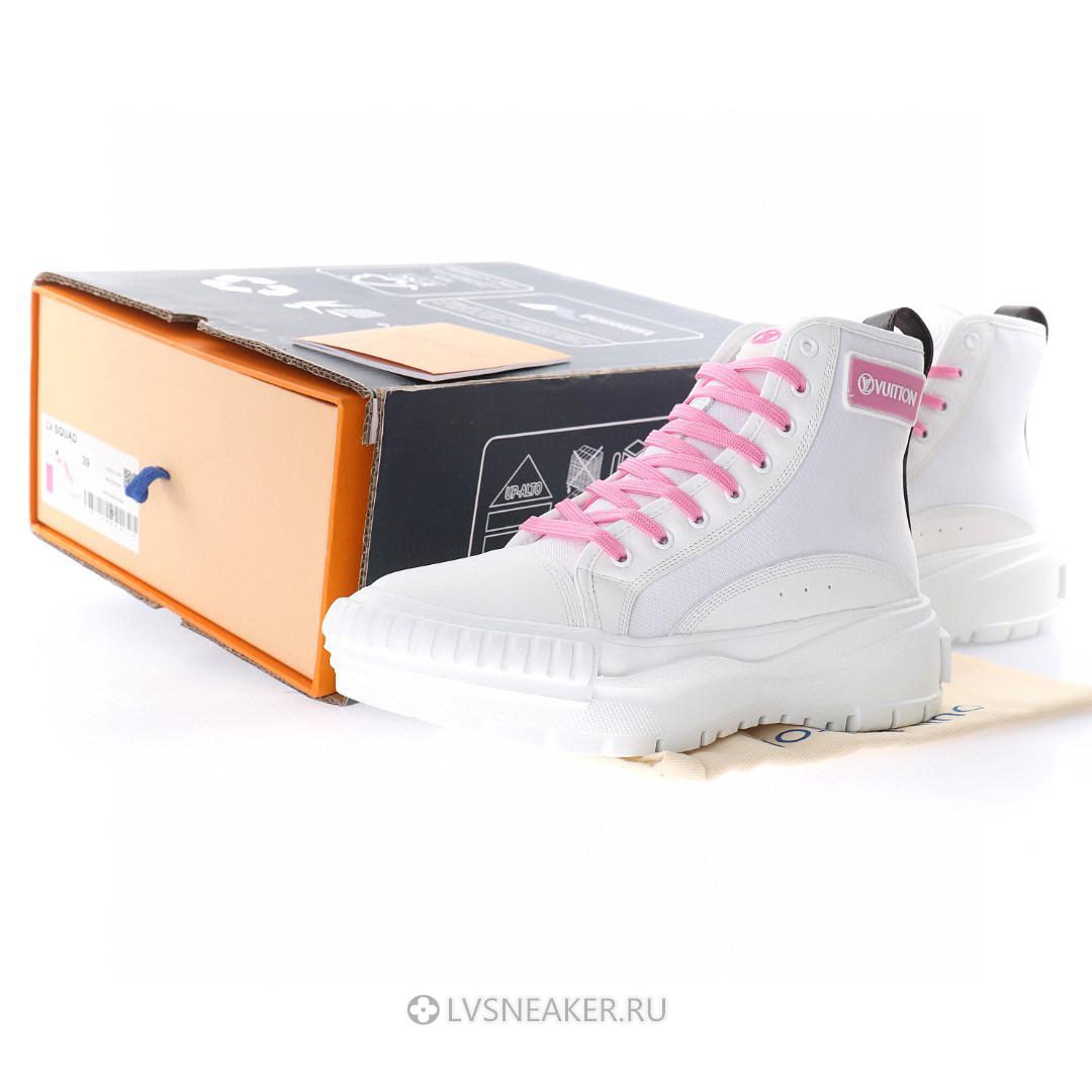 Louis Vuitton LV Squad "White Pink Brown" 1A9403 Trainer Boots