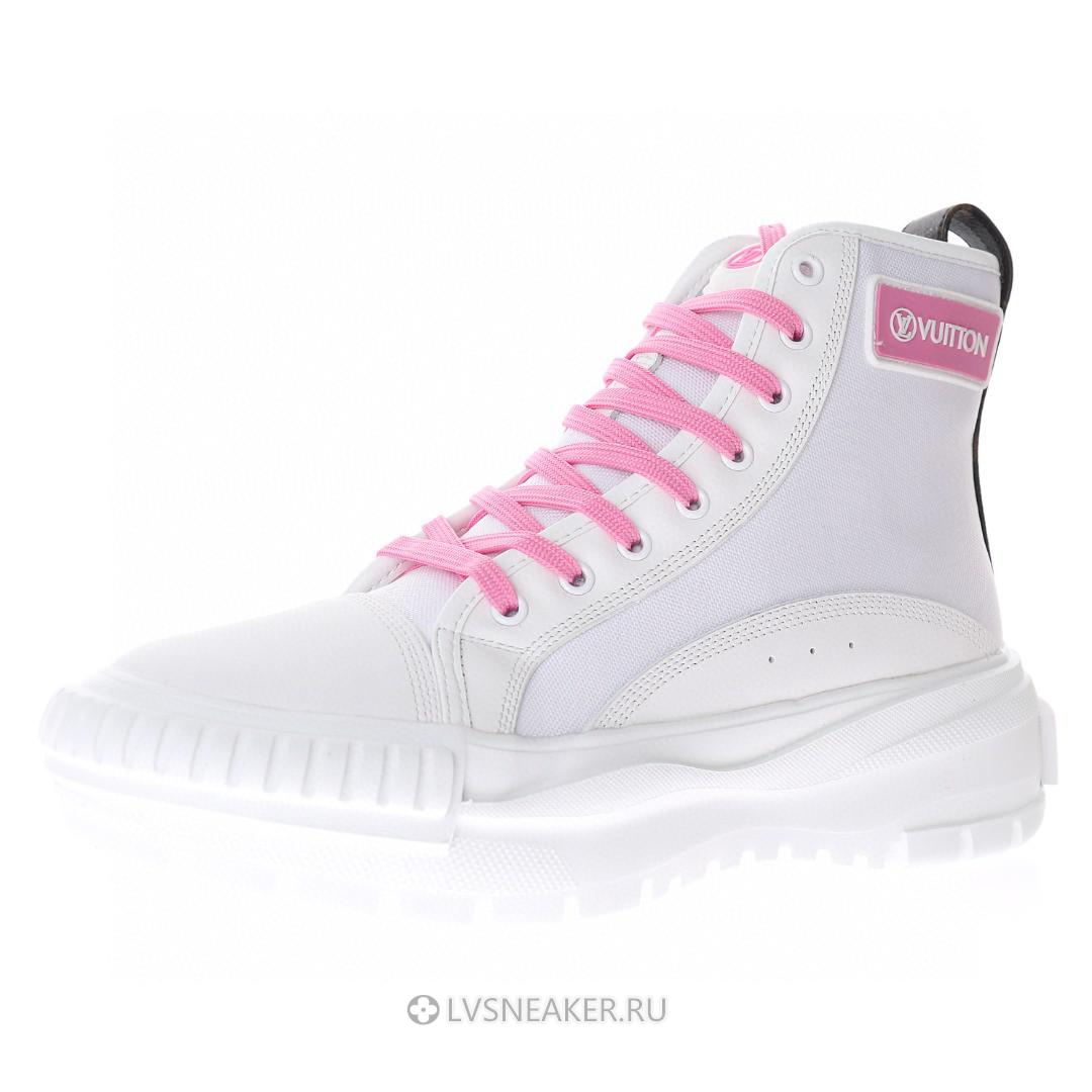 Louis Vuitton LV Squad "White Pink Brown" 1A9403 Trainer Boots