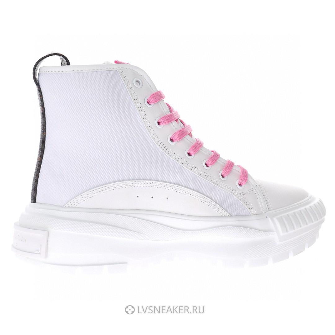 Louis Vuitton LV Squad "White Pink Brown" 1A9403 Trainer Boots
