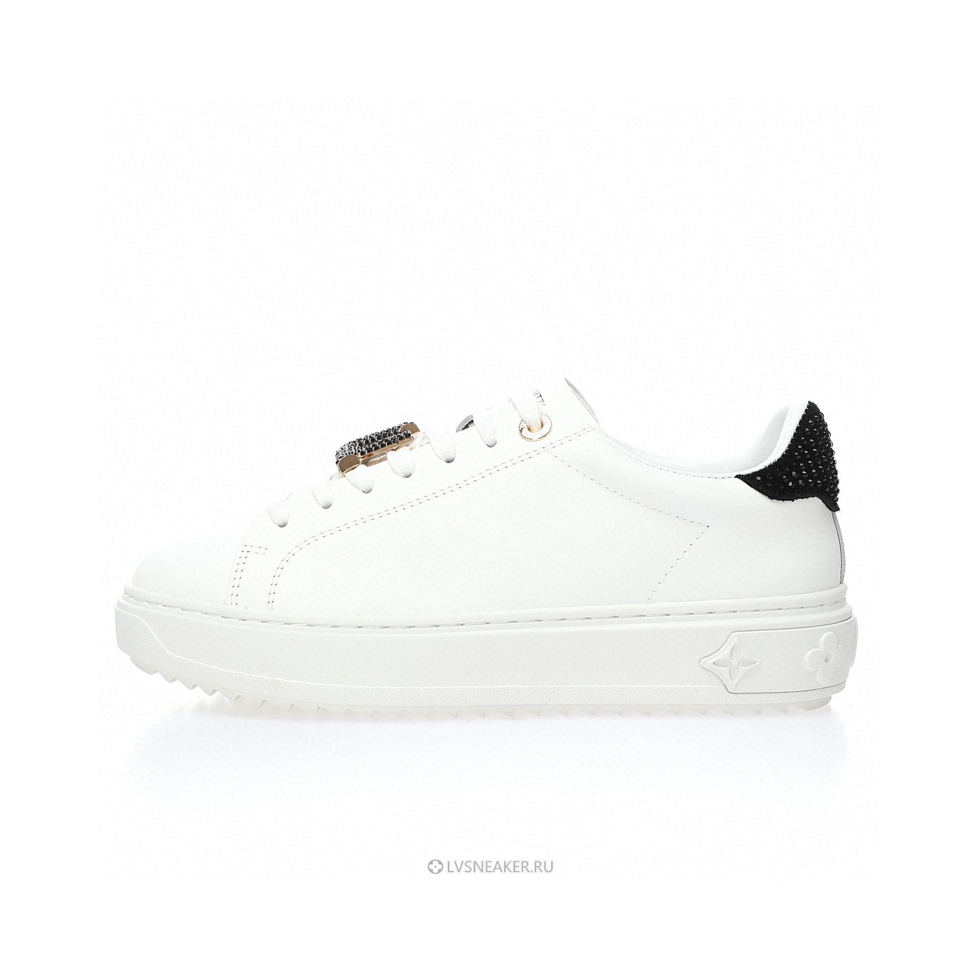 Louis Vuitton LV Time Out "White with Black Rhinestone" 1AAW0C-2 Sneakers