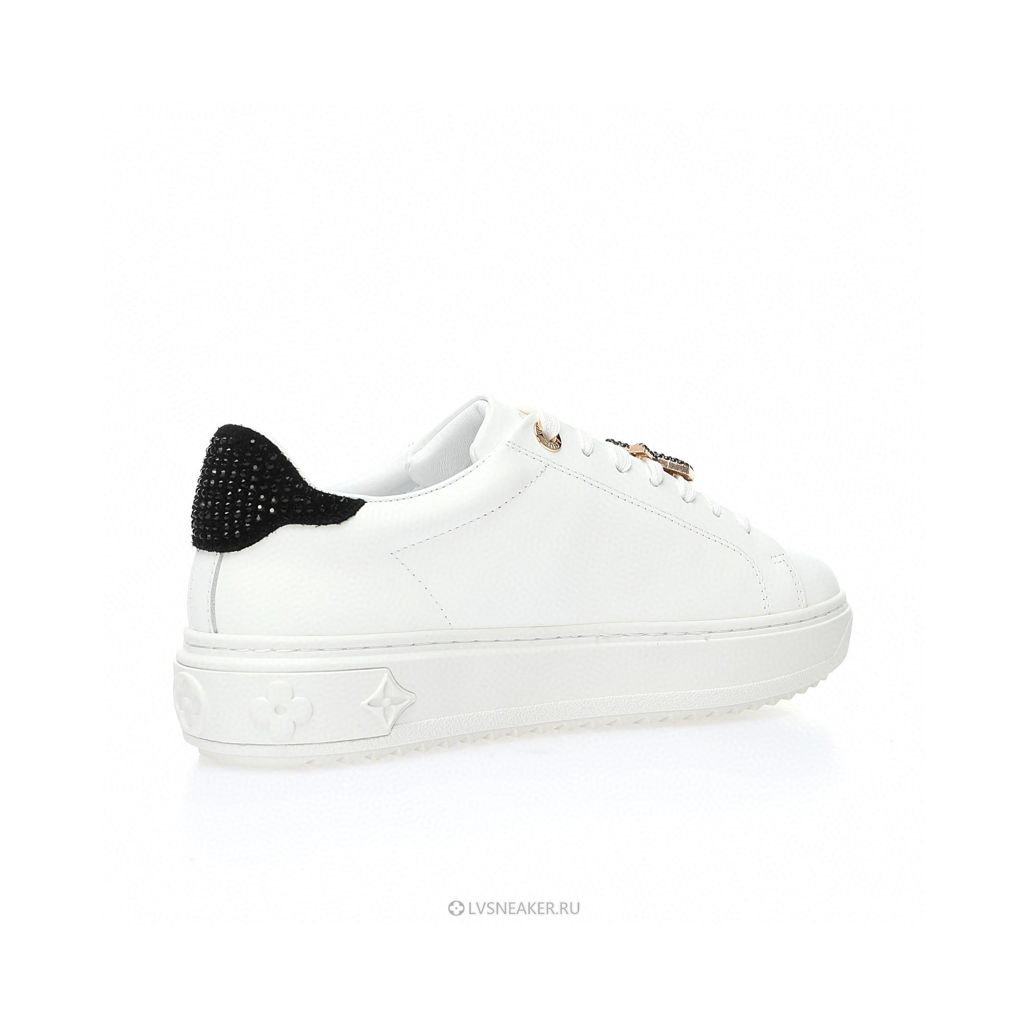 Louis Vuitton LV Time Out "White with Black Rhinestone" 1AAW0C-2 Sneakers