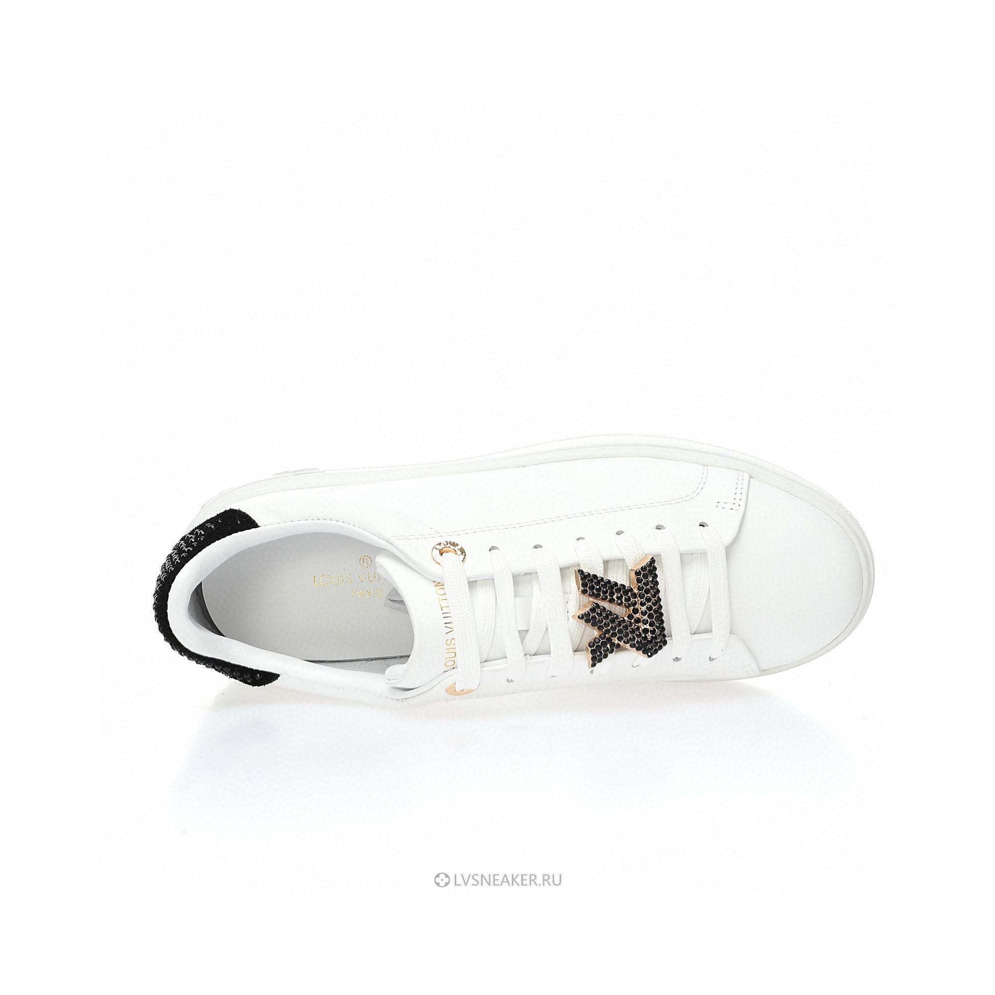 Louis Vuitton LV Time Out "White with Black Rhinestone" 1AAW0C-2 Sneakers
