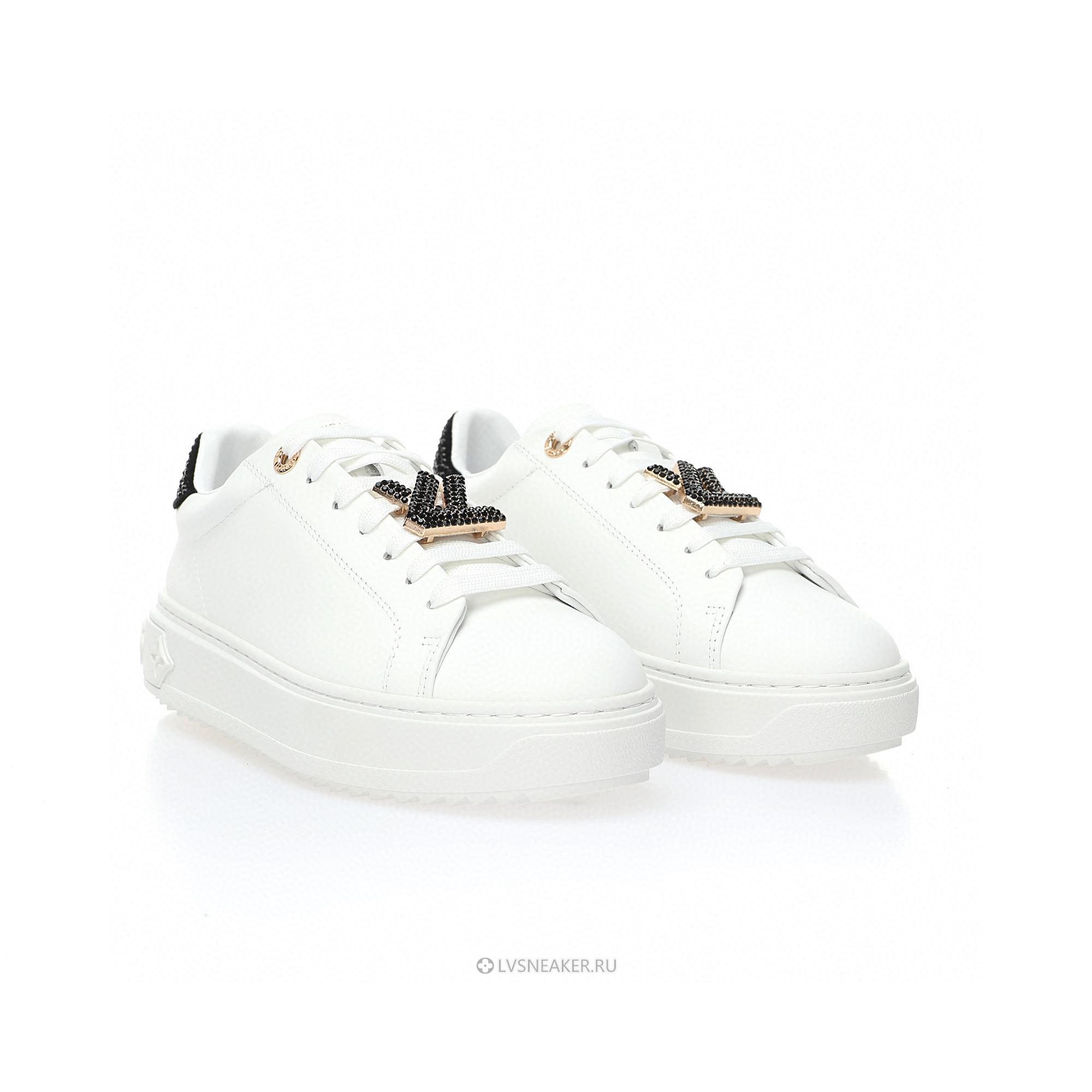 Louis Vuitton LV Time Out "White with Black Rhinestone" 1AAW0C-2 Sneakers