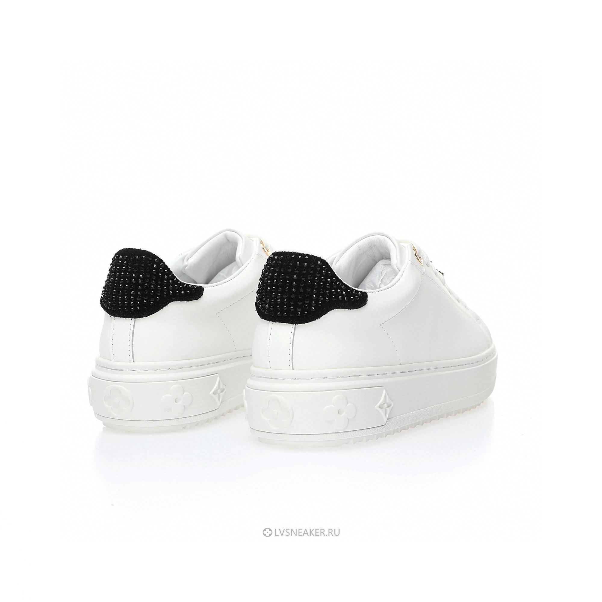 Louis Vuitton LV Time Out "White with Black Rhinestone" 1AAW0C-2 Sneakers