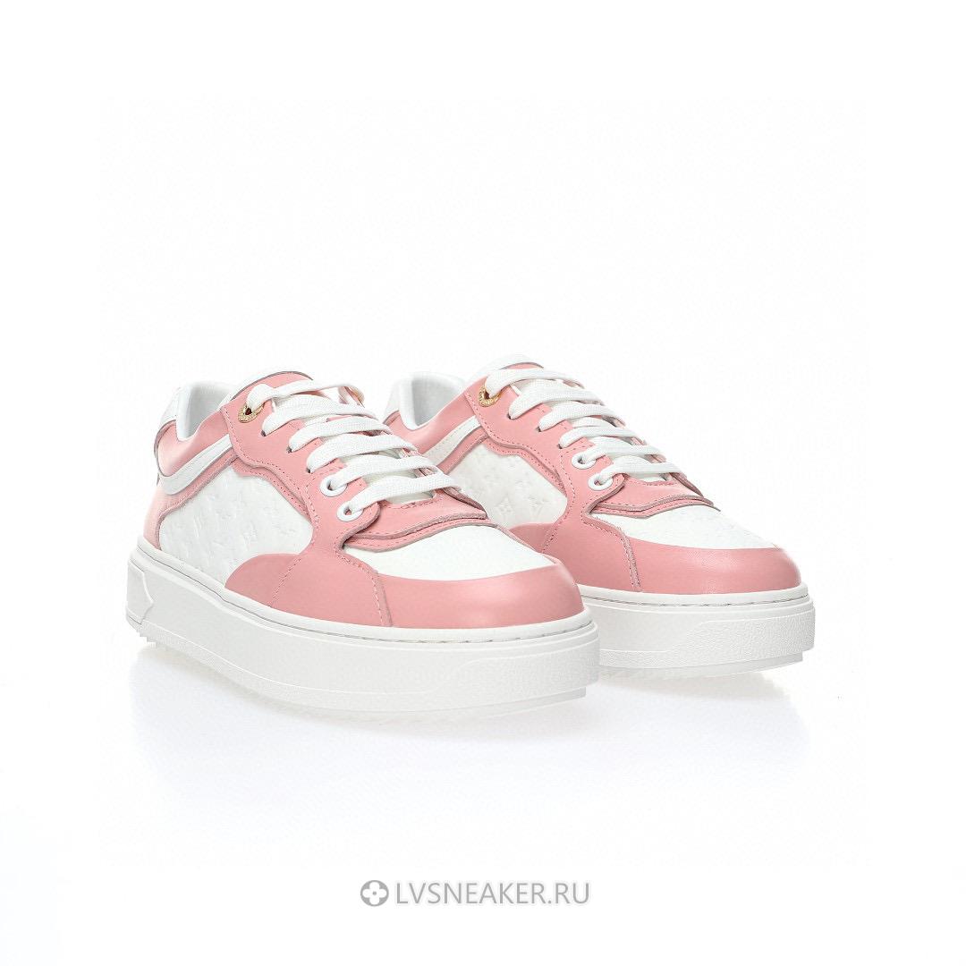 Louis Vuitton LV Time Out "White Mini Monogram Pink" 1ABURV Sneakers