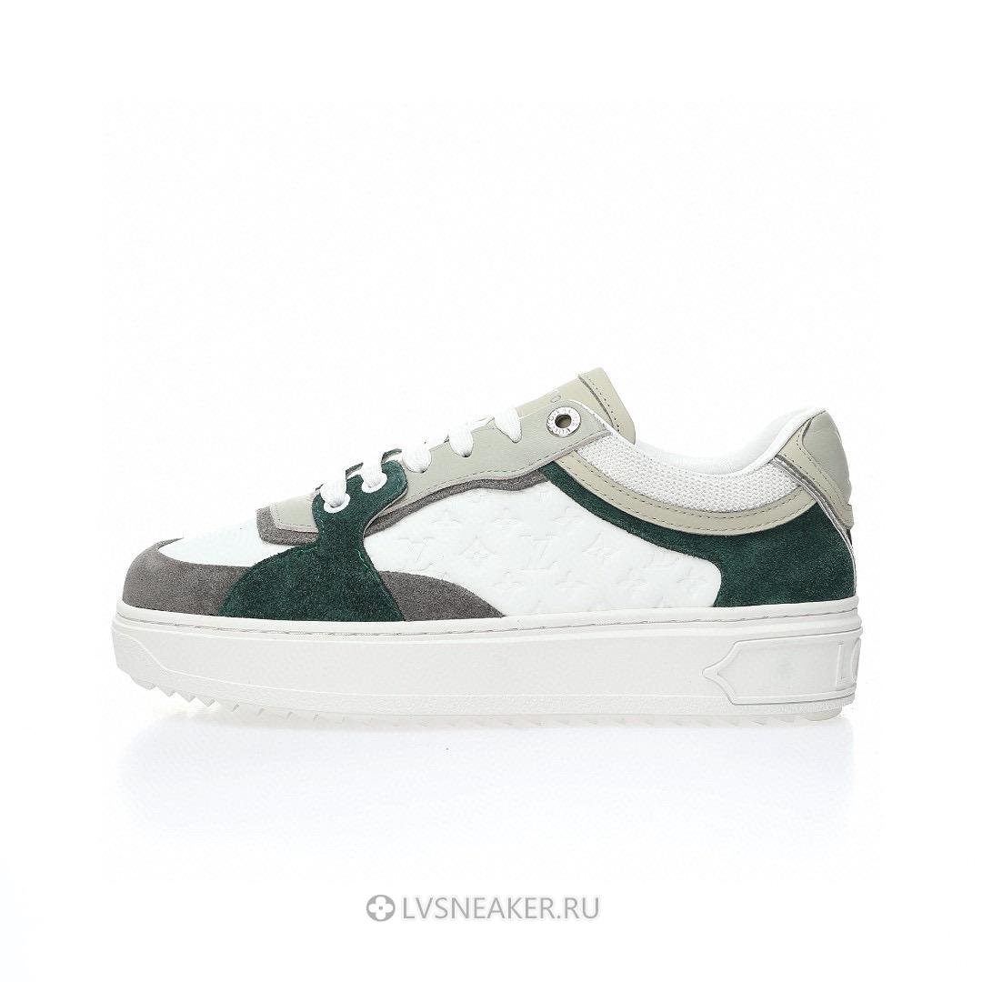 Louis Vuitton LV Time Out "White Mini Monogram with Green Grey" 1ABUTD-2 Sneakers