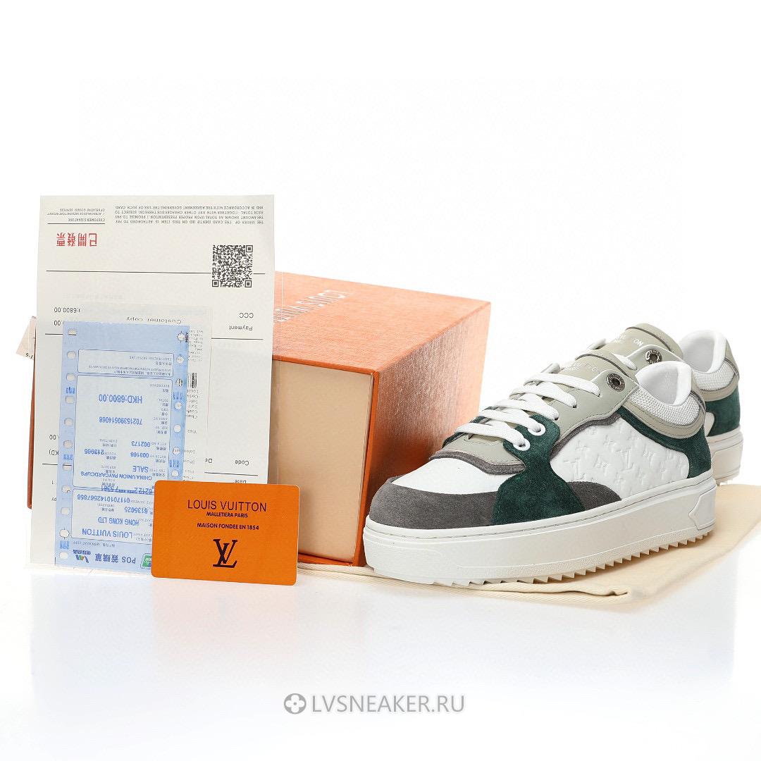 Louis Vuitton LV Time Out "White Mini Monogram with Green Grey" 1ABUTD-2 Sneakers
