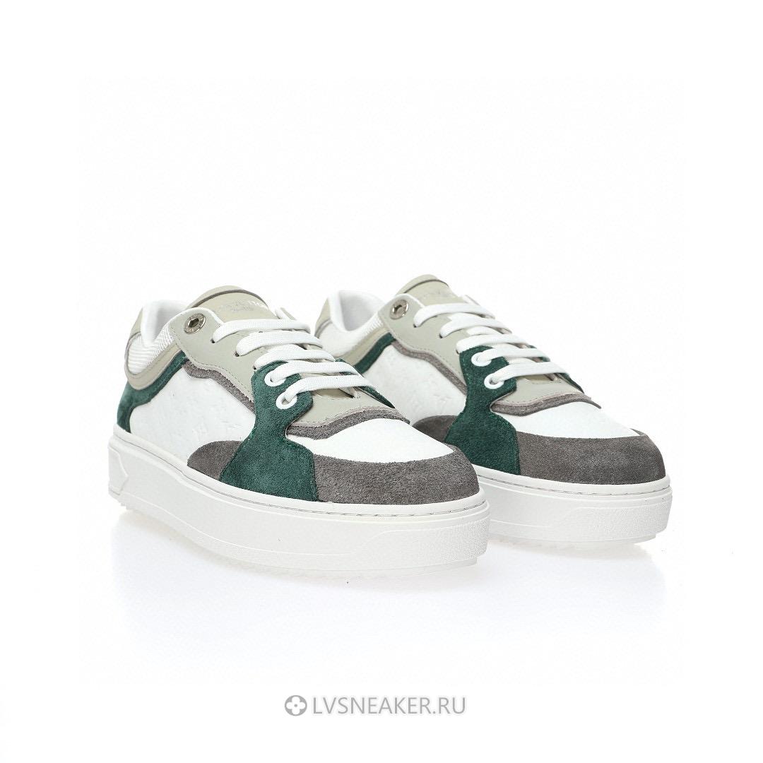 Louis Vuitton LV Time Out "White Mini Monogram with Green Grey" 1ABUTD-2 Sneakers
