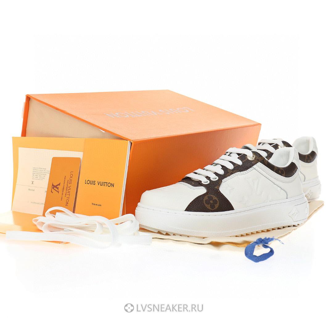 Louis Vuitton LV Time Out "White Monogram with Brown Monogram" 1AAWFP  Sneakers